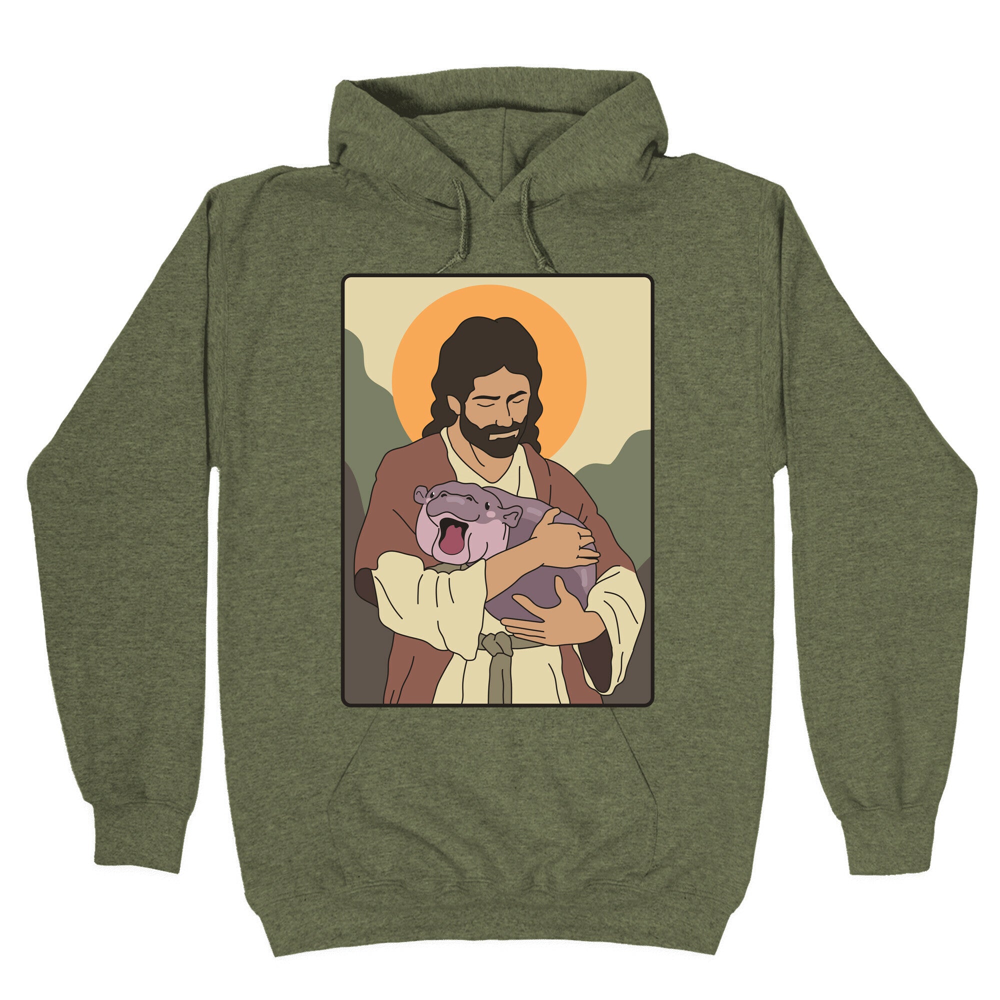 Moo Deng Jesus Hoodie