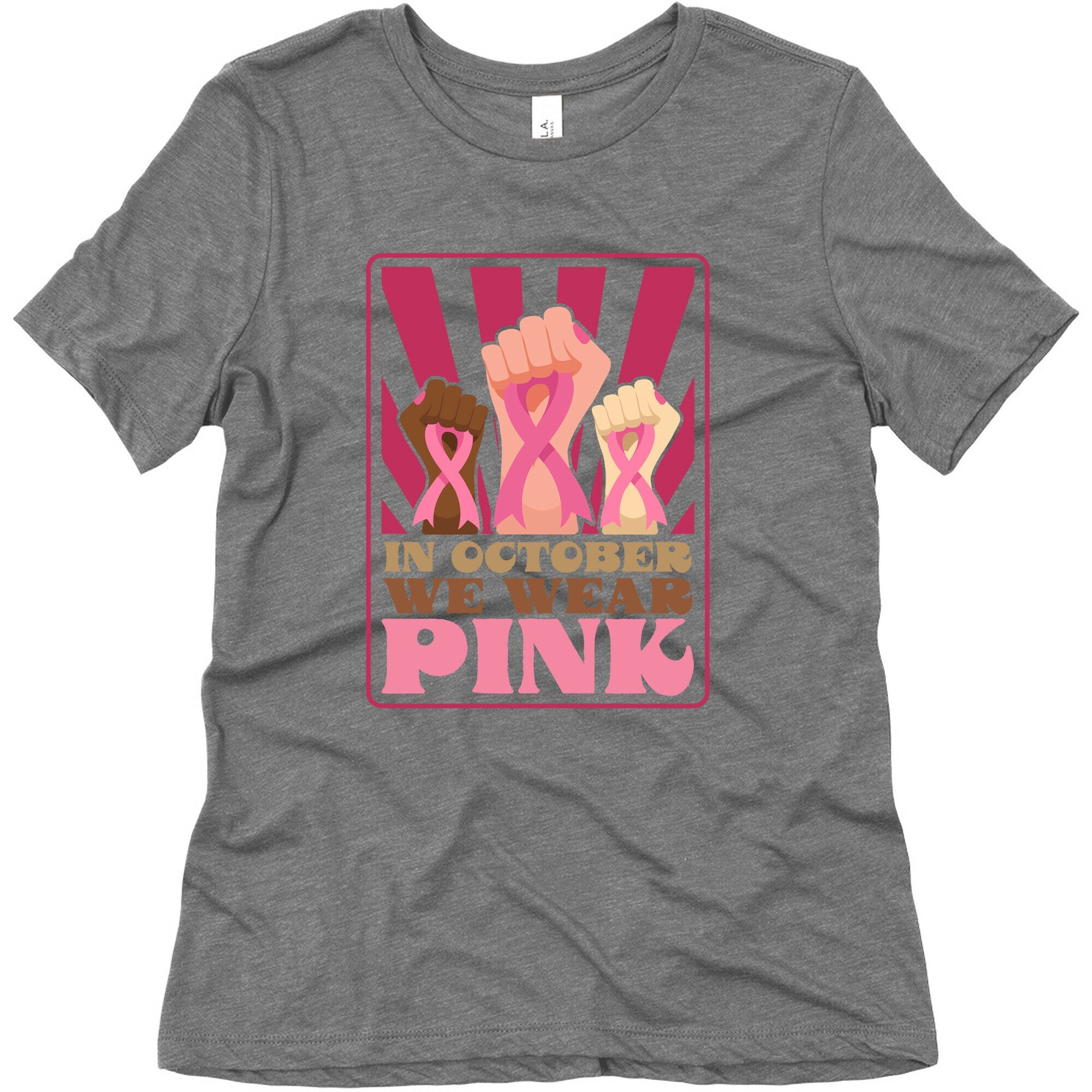 In October We Wear Pink Womens Triblend Tee