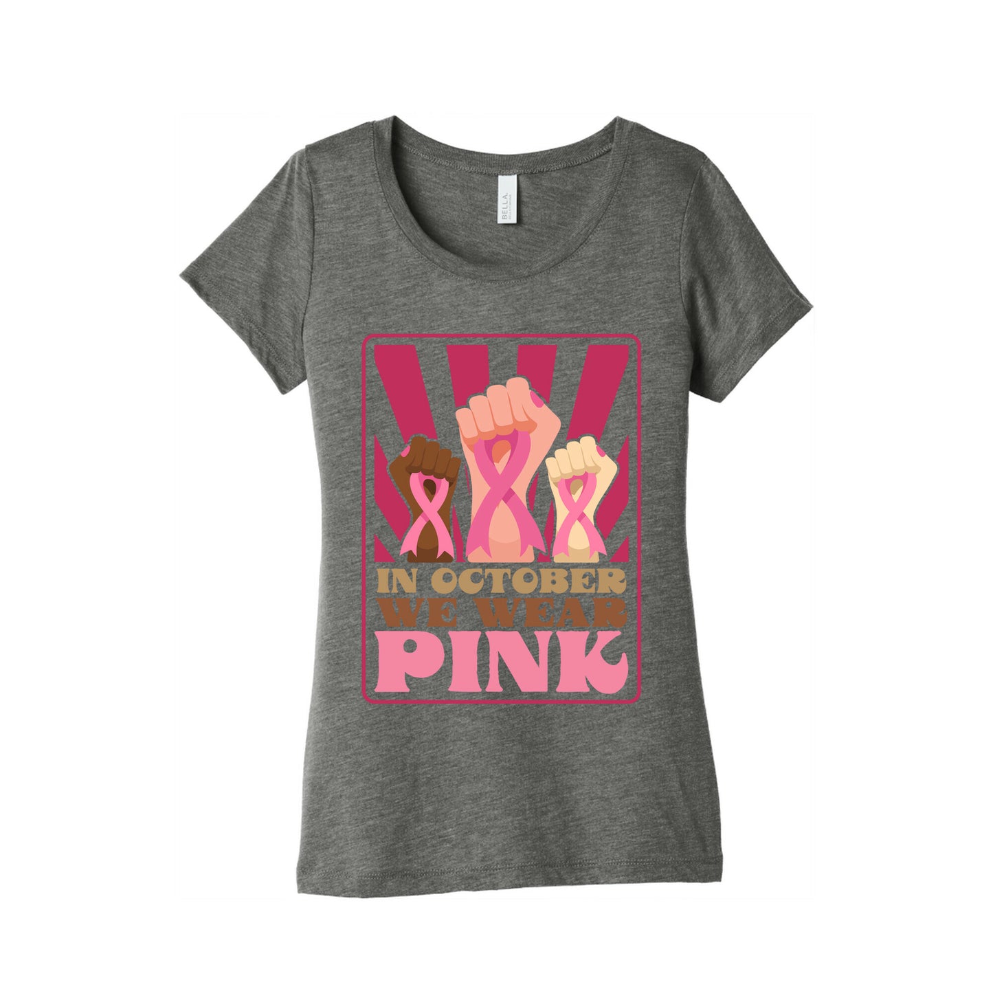 In October We Wear Pink Womens Triblend Tee