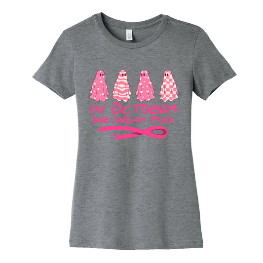 Ghost October Breast Cancer Awareness Womens Cotton Tee