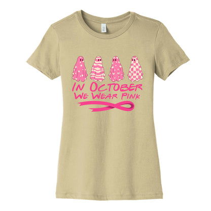 Ghost October Breast Cancer Awareness Womens Cotton Tee