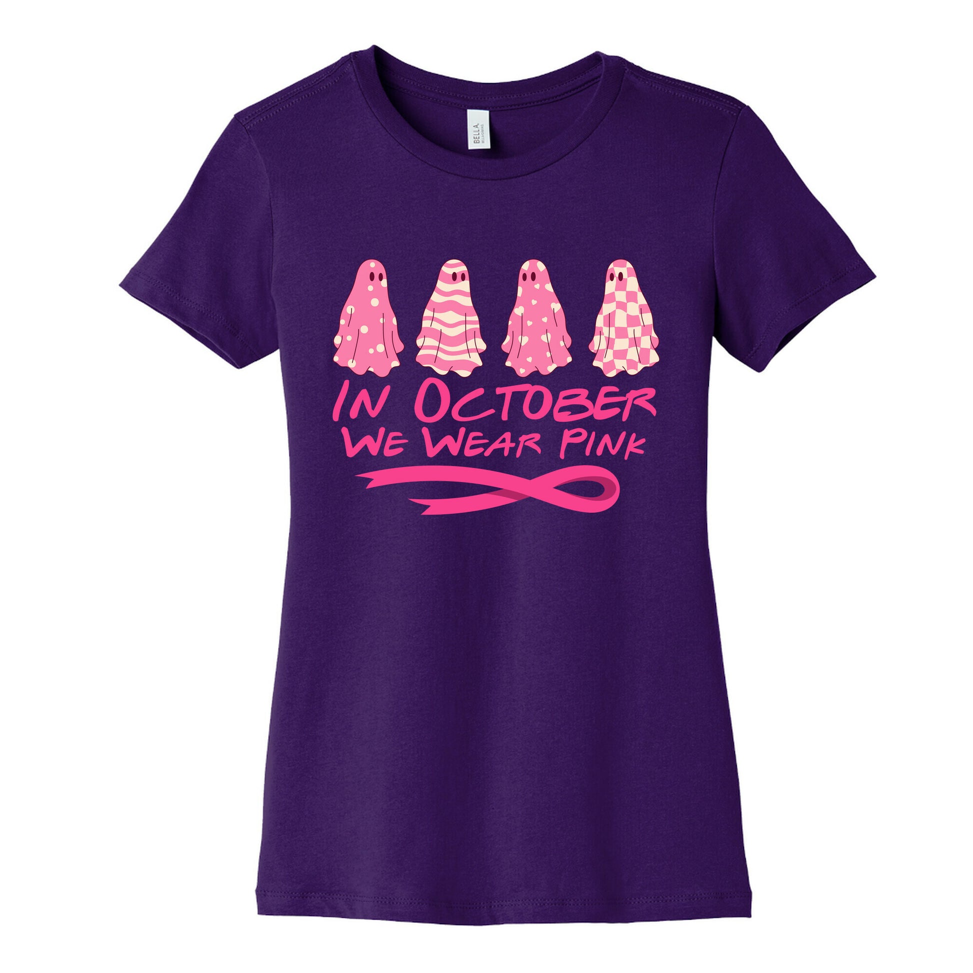 Ghost October Breast Cancer Awareness Womens Cotton Tee