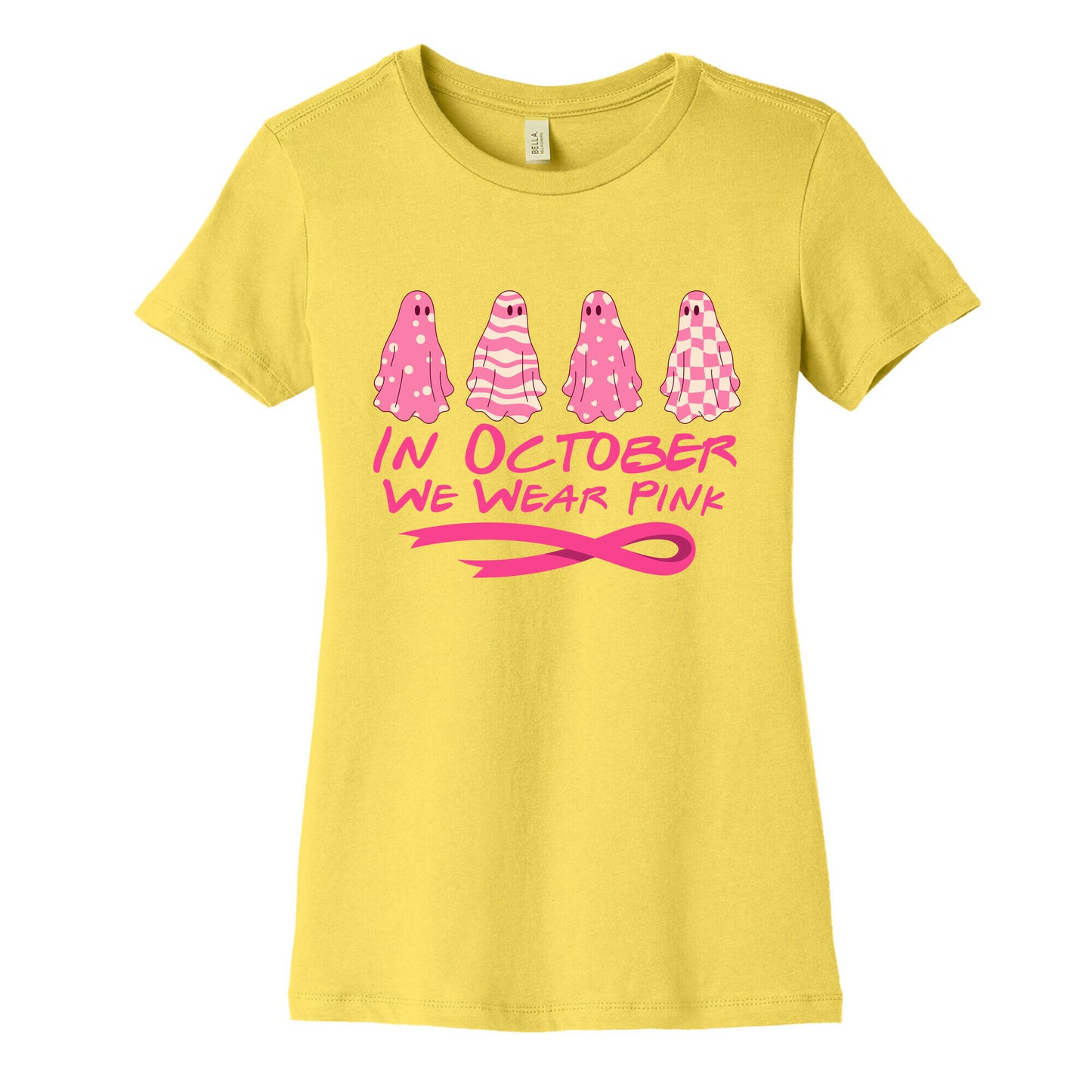 Ghost October Breast Cancer Awareness Womens Cotton Tee