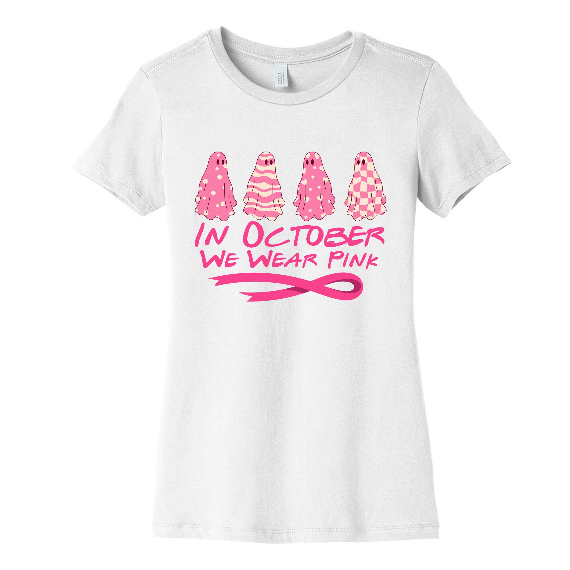 Ghost October Breast Cancer Awareness Womens Cotton Tee