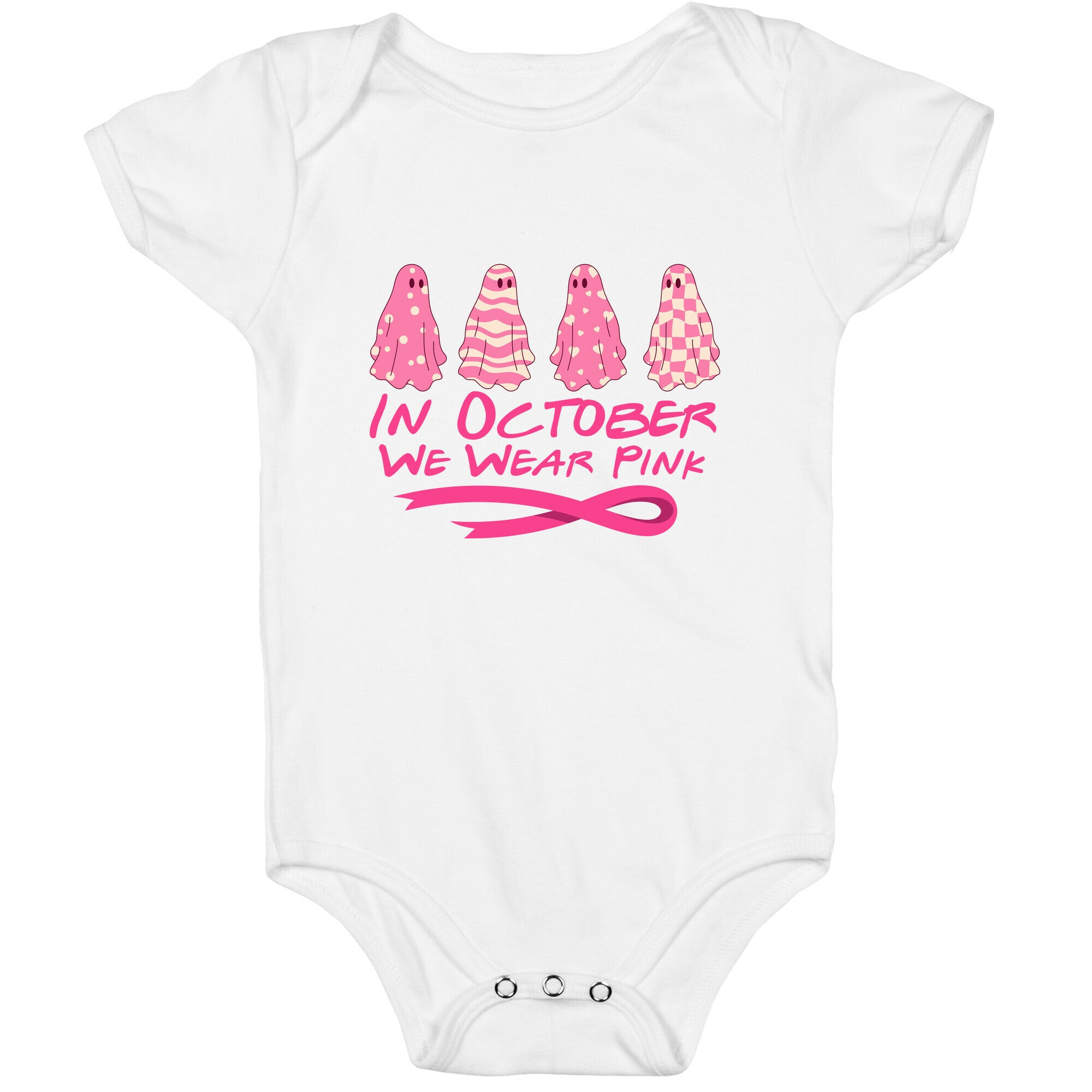 Ghost October Breast Cancer Awareness Baby One-Piece