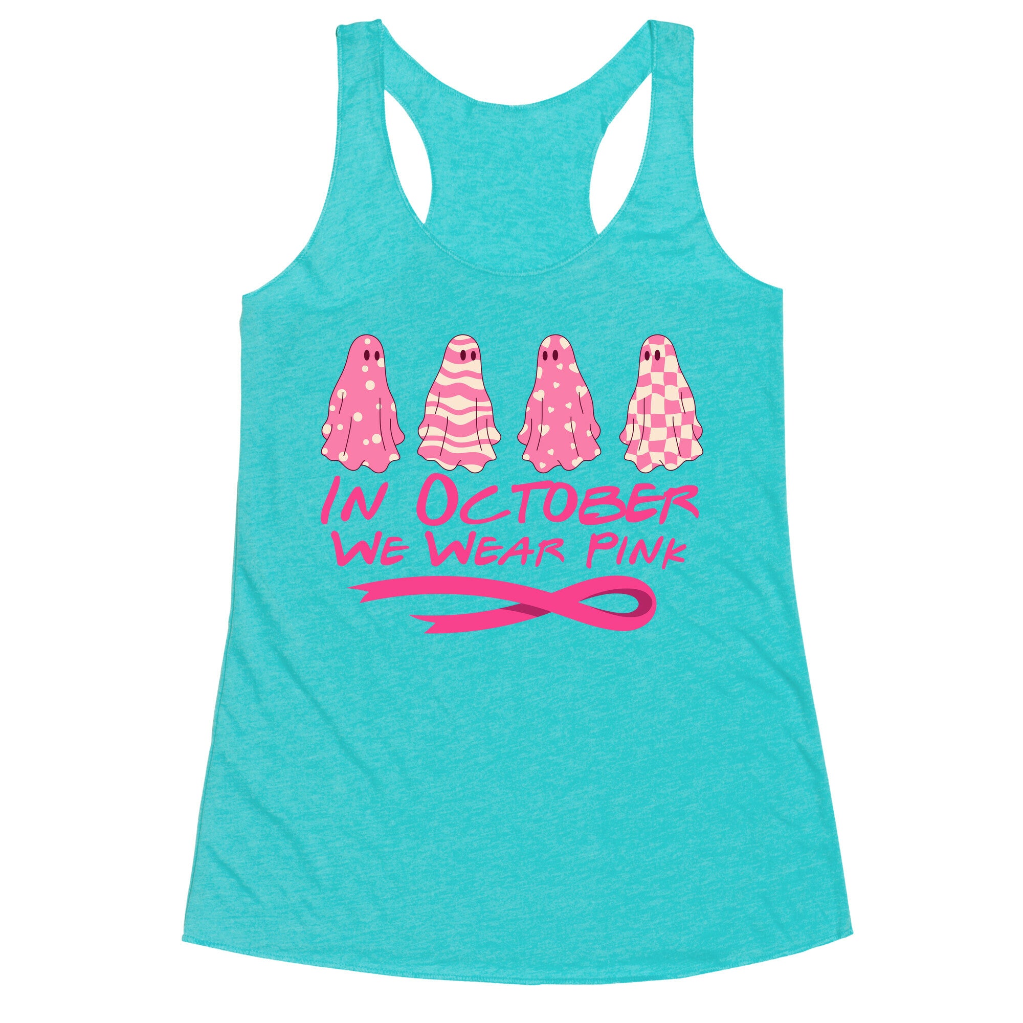 Ghost October Breast Cancer Awareness Racerback Tank