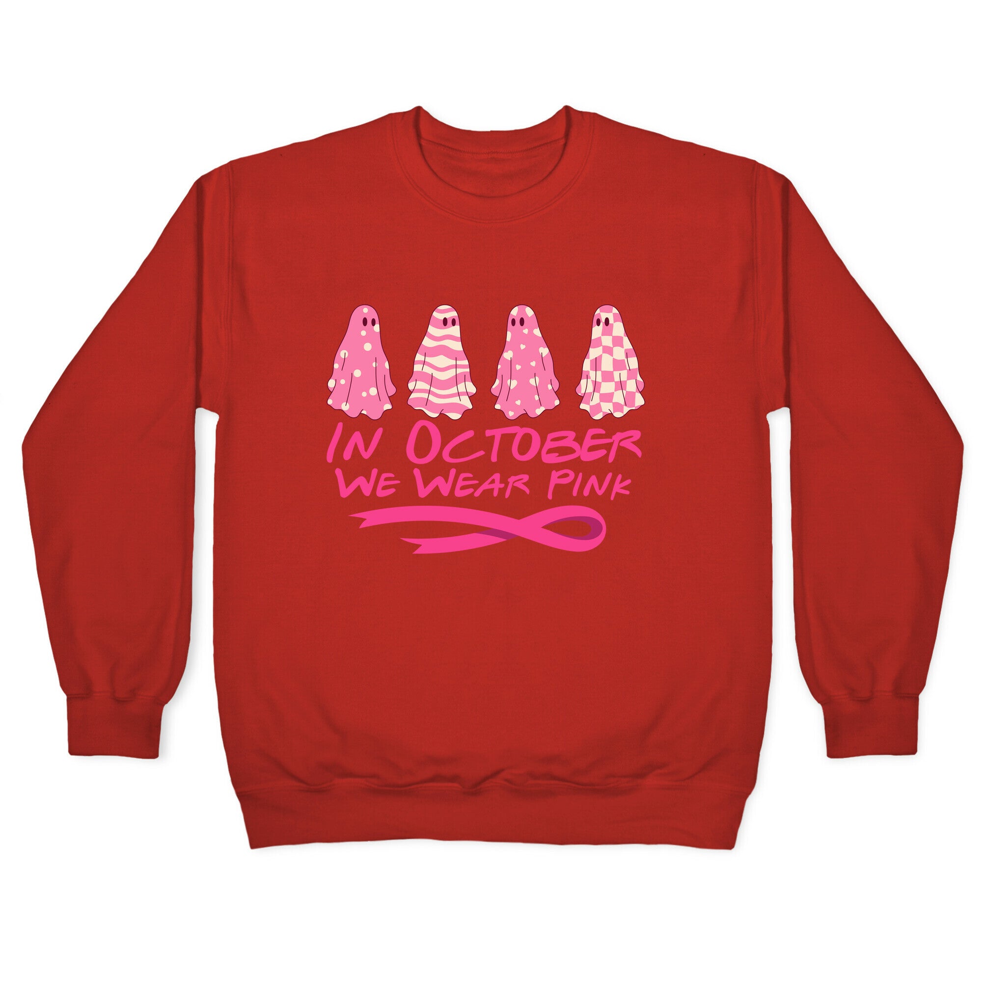 Ghost October Breast Cancer Awareness Crewneck Sweatshirt