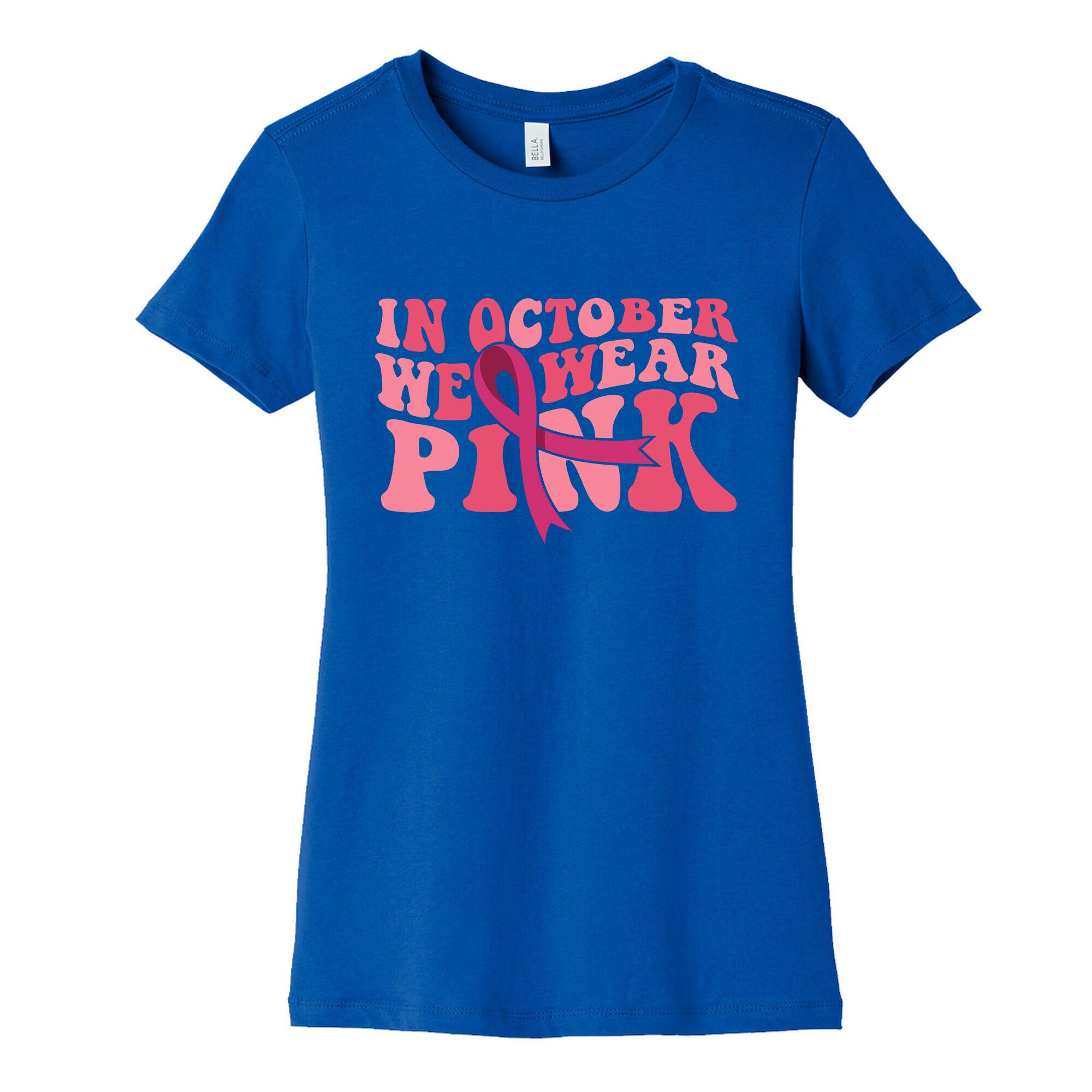 Pink Ribbon Breast Cancer Awareness Womens Cotton Tee