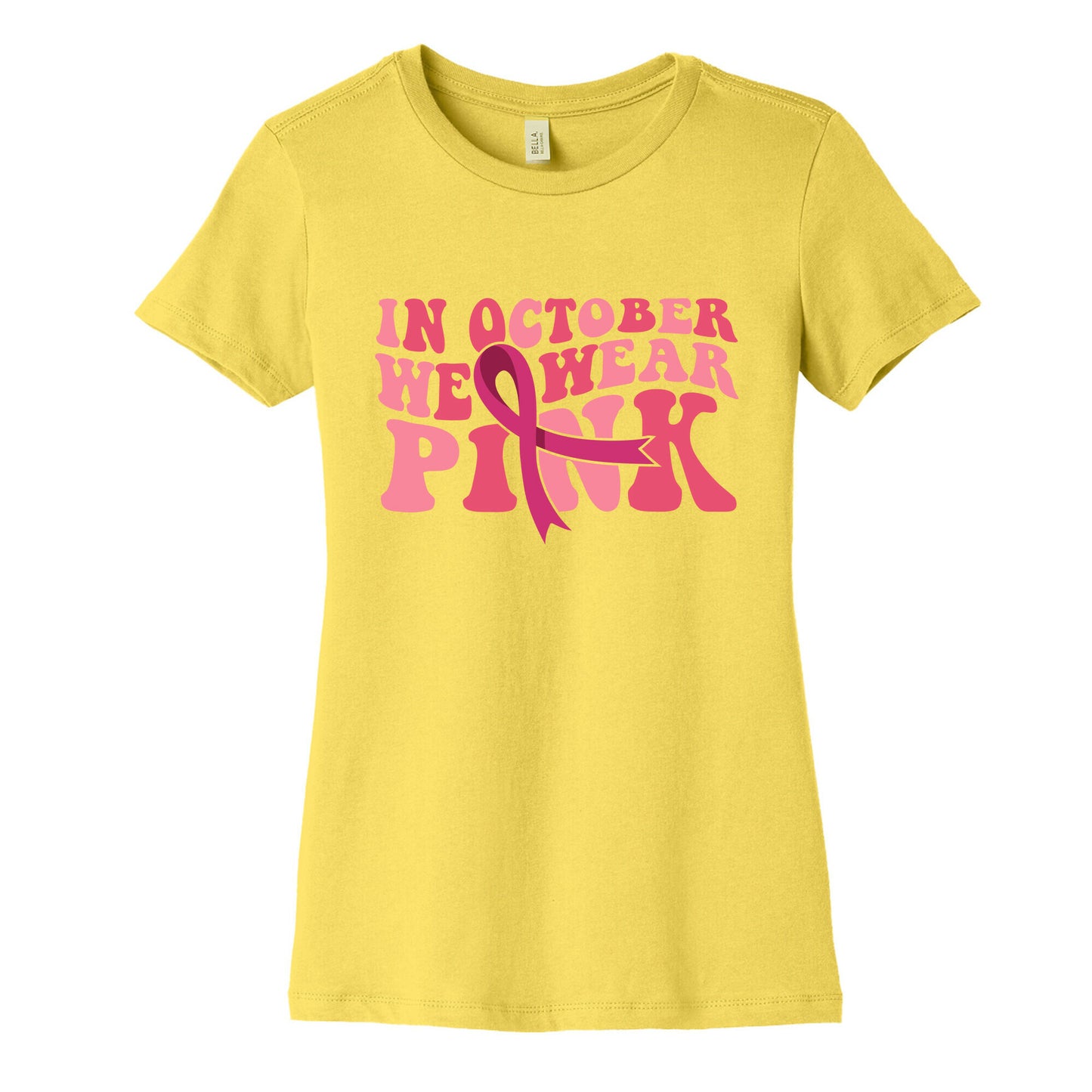 Pink Ribbon Breast Cancer Awareness Womens Cotton Tee