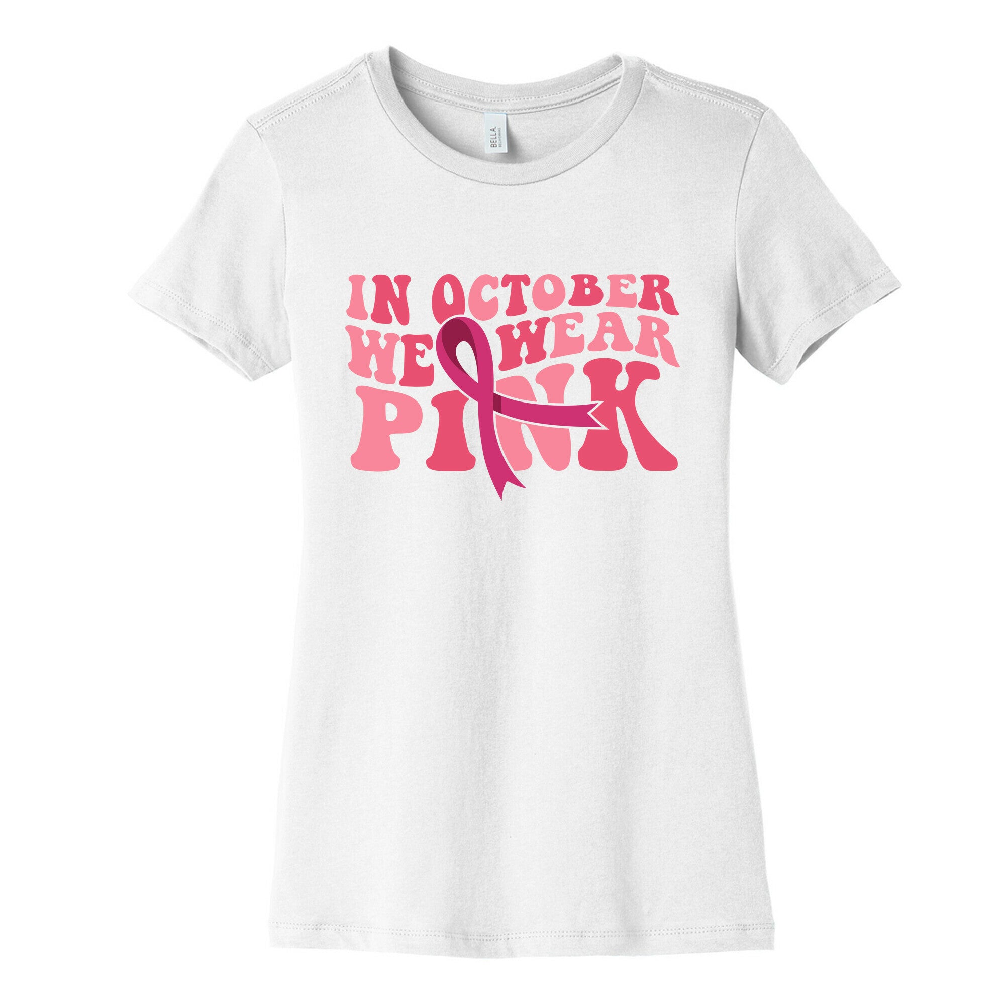 Pink Ribbon Breast Cancer Awareness Womens Cotton Tee