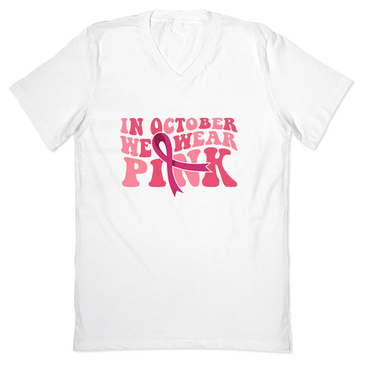 Pink Ribbon Breast Cancer Awareness V-Neck