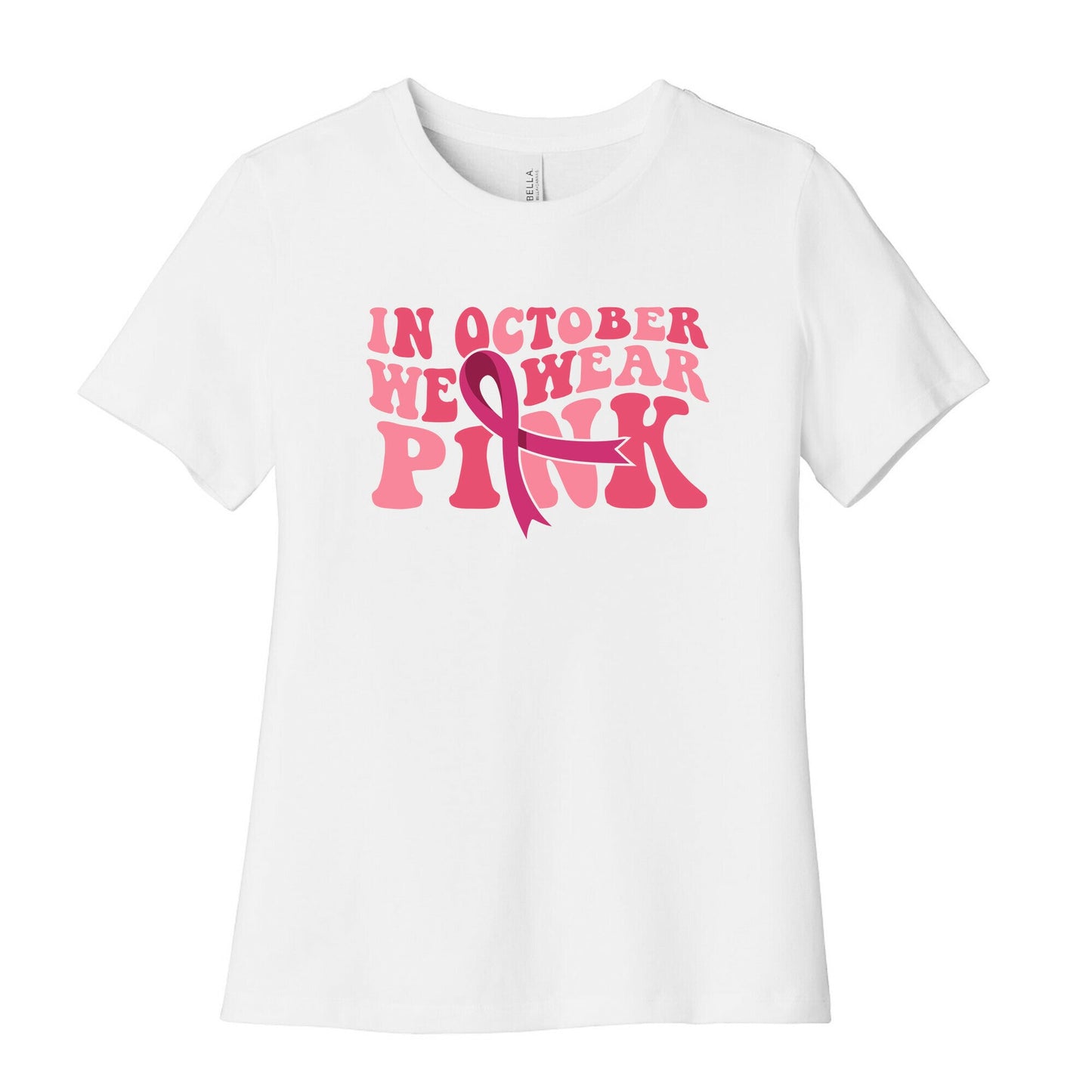 Pink Ribbon Breast Cancer Awareness Womens Cotton Tee