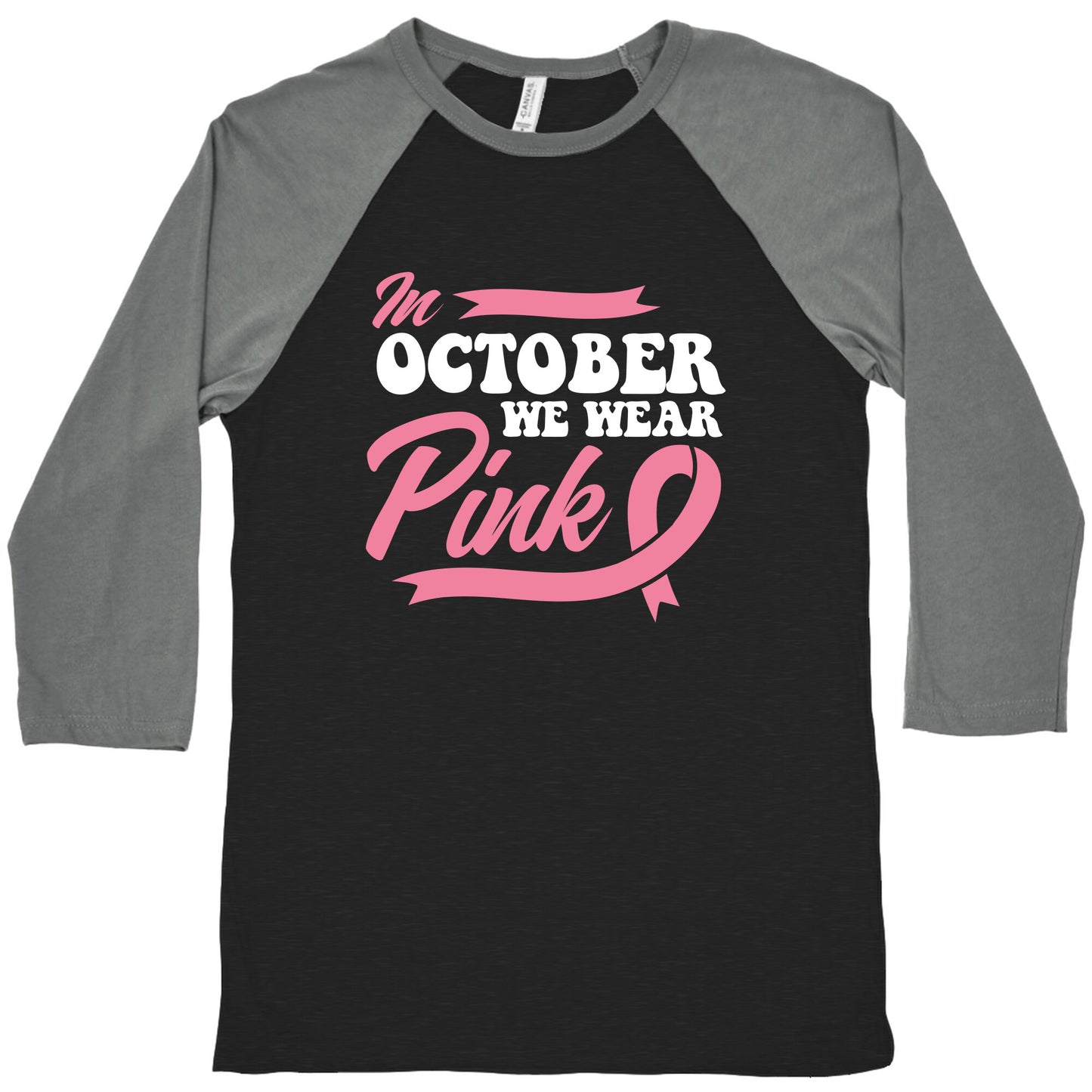 October Pink Breast Cancer Awareness Baseball Tee