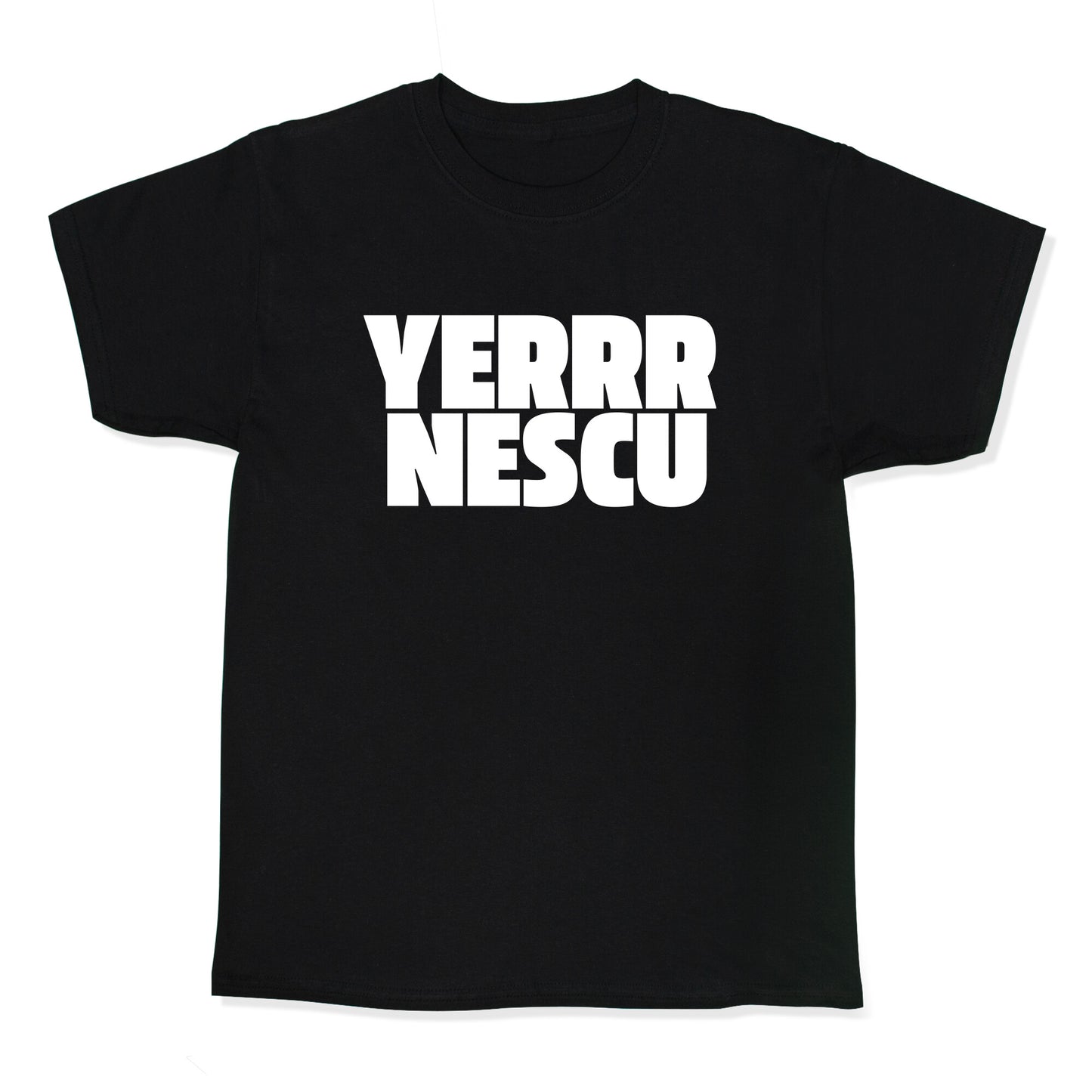 Yerrr Nescu White Text Kids Tee