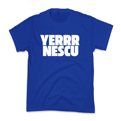 Yerrr Nescu White Text Kids Tee