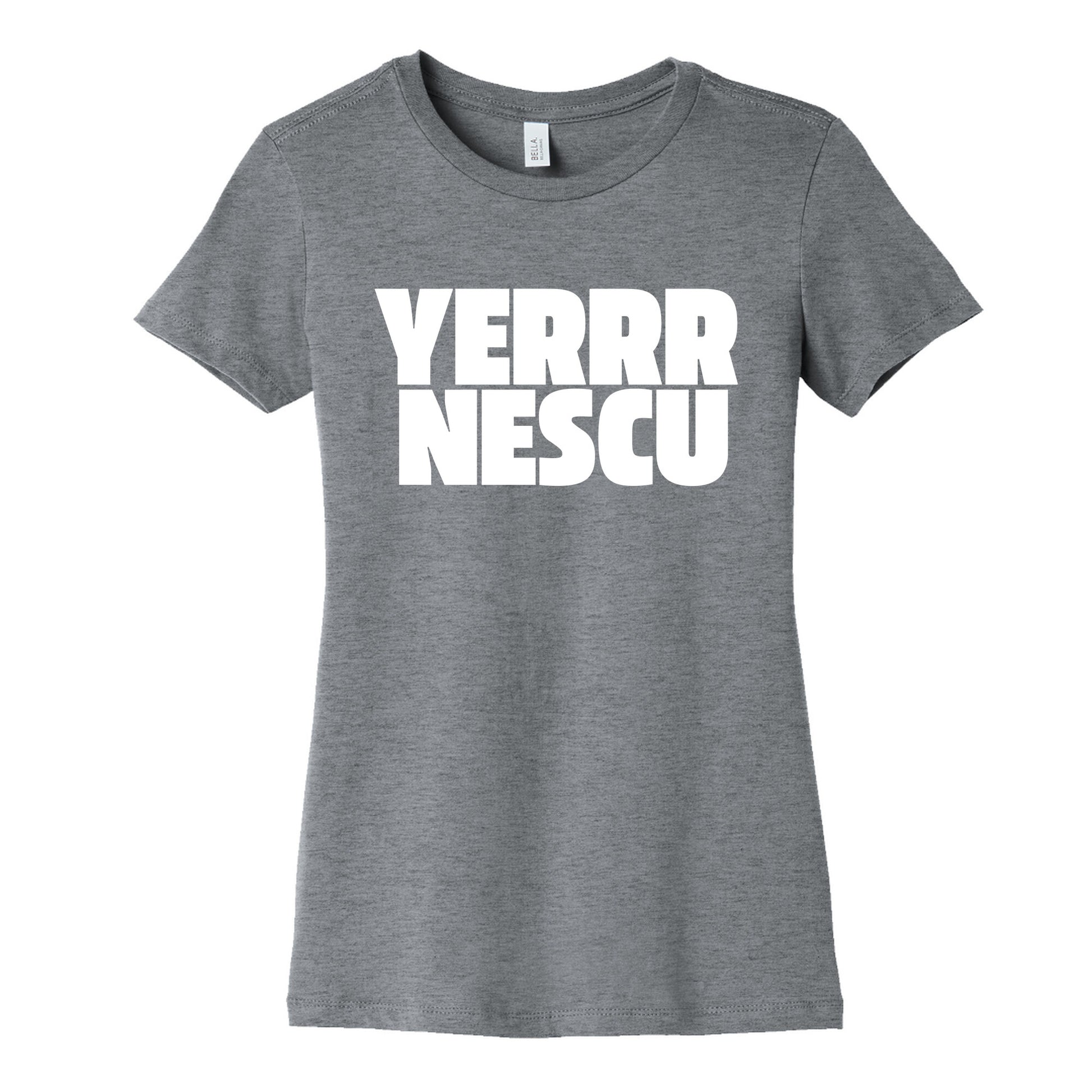 Yerrr Nescu White Text Womens Cotton Tee