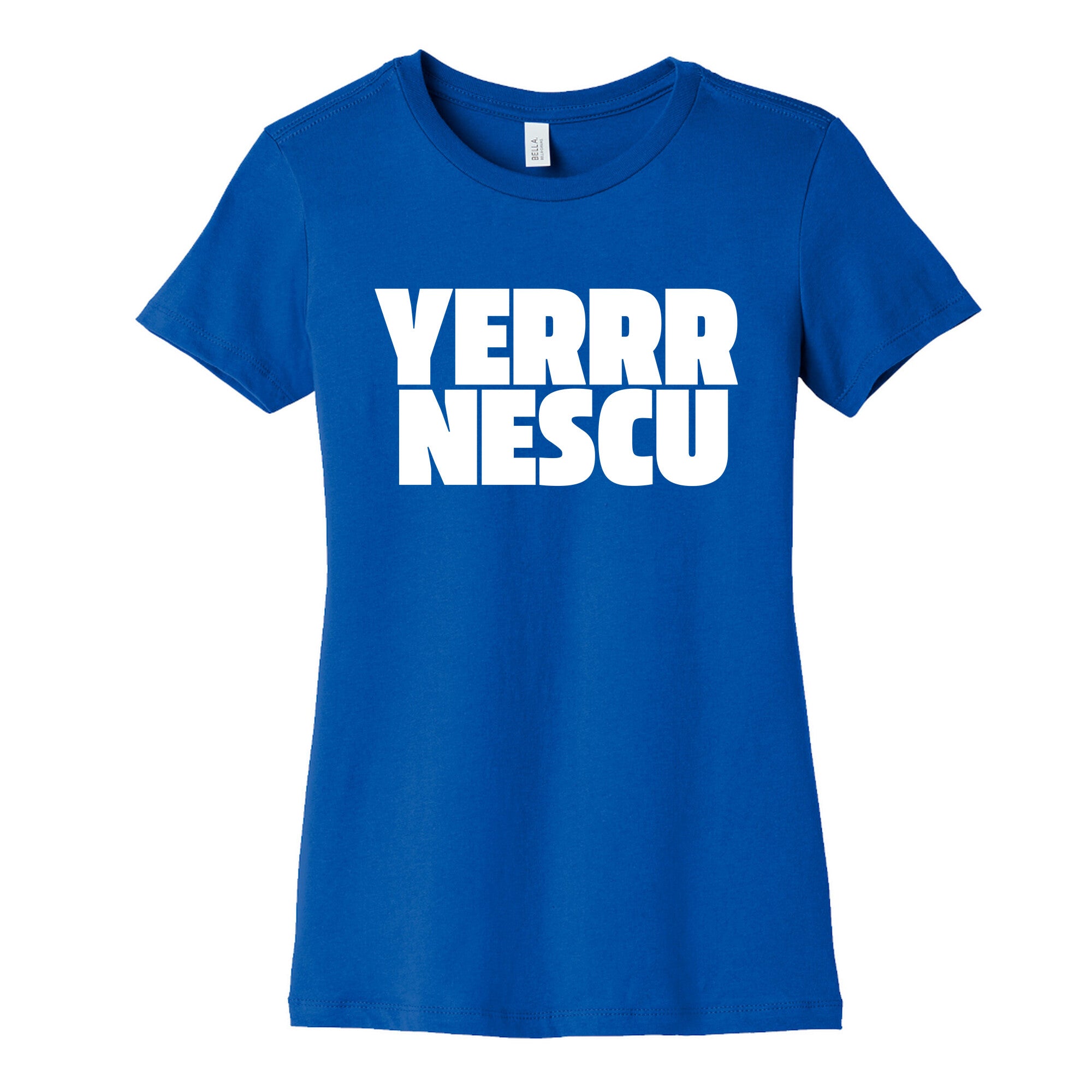 Yerrr Nescu White Text Womens Cotton Tee