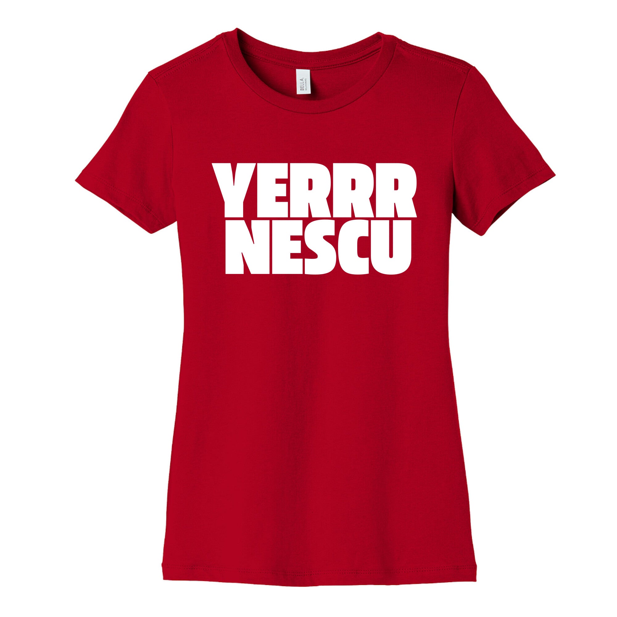 Yerrr Nescu White Text Womens Cotton Tee