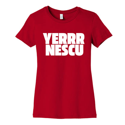 Yerrr Nescu White Text Womens Cotton Tee