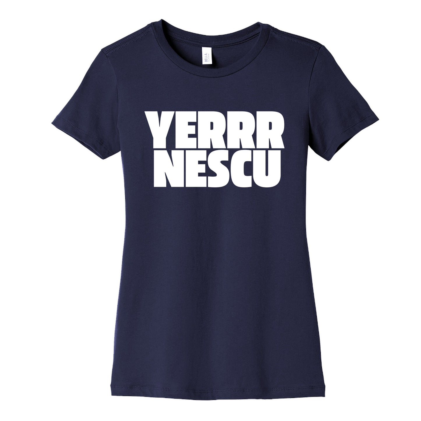 Yerrr Nescu White Text Womens Cotton Tee