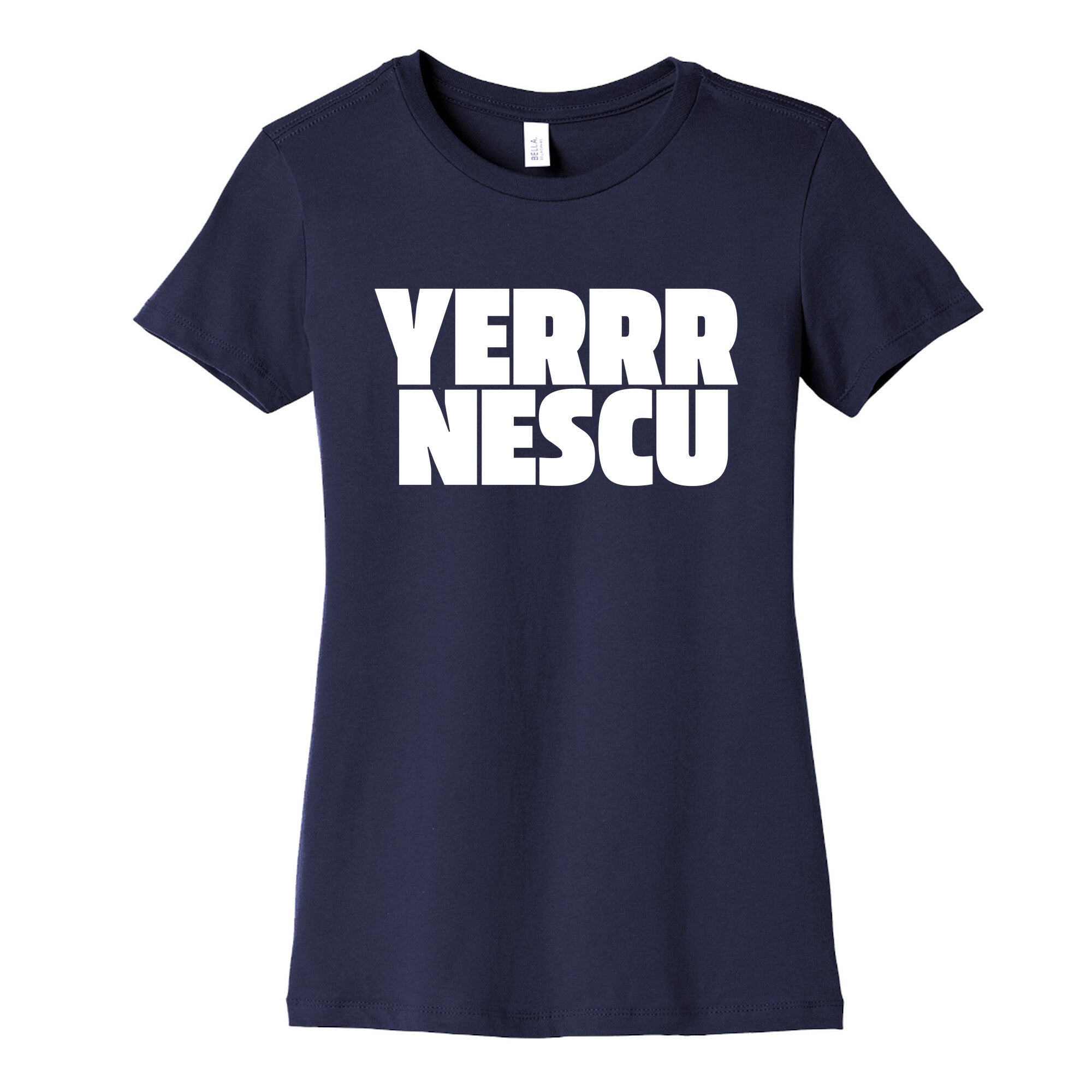Yerrr Nescu White Text Womens Cotton Tee