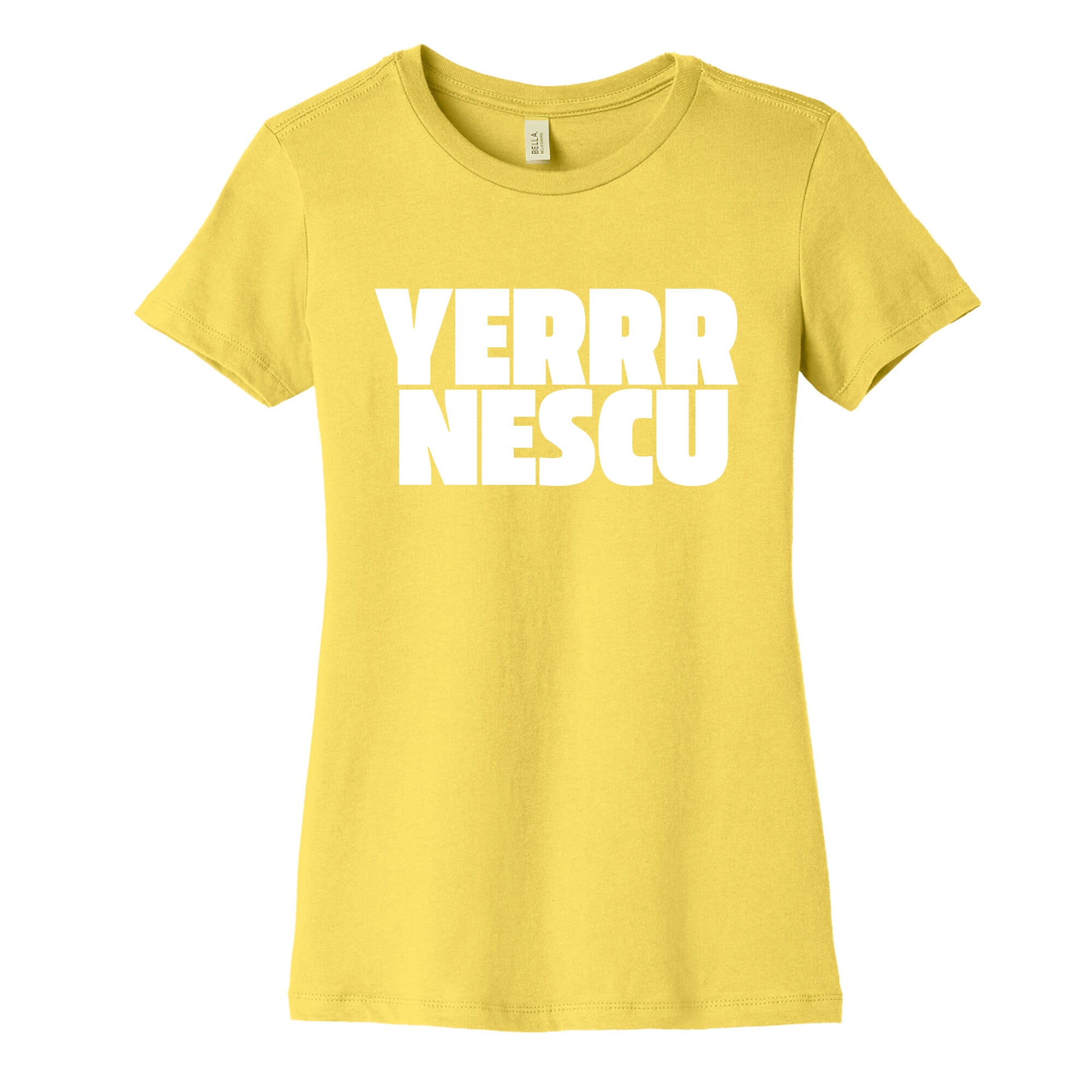 Yerrr Nescu White Text Womens Cotton Tee
