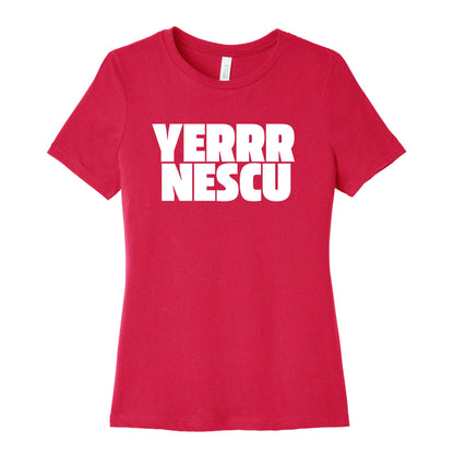 Yerrr Nescu White Text Womens Cotton Tee