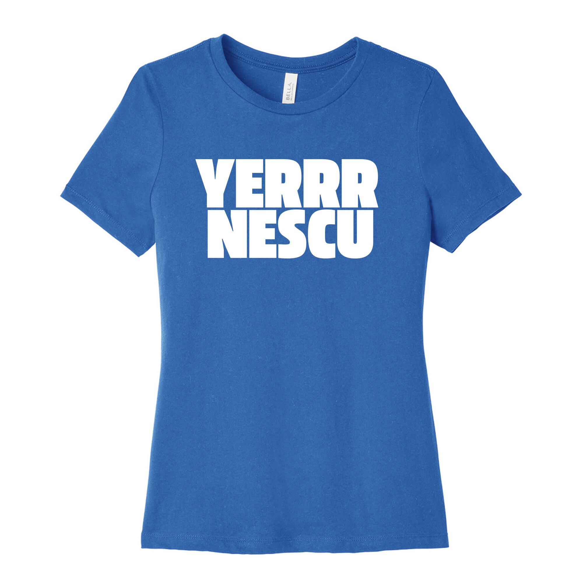Yerrr Nescu White Text Womens Cotton Tee