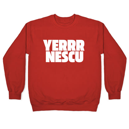 Yerrr Nescu White Text Crewneck Sweatshirt