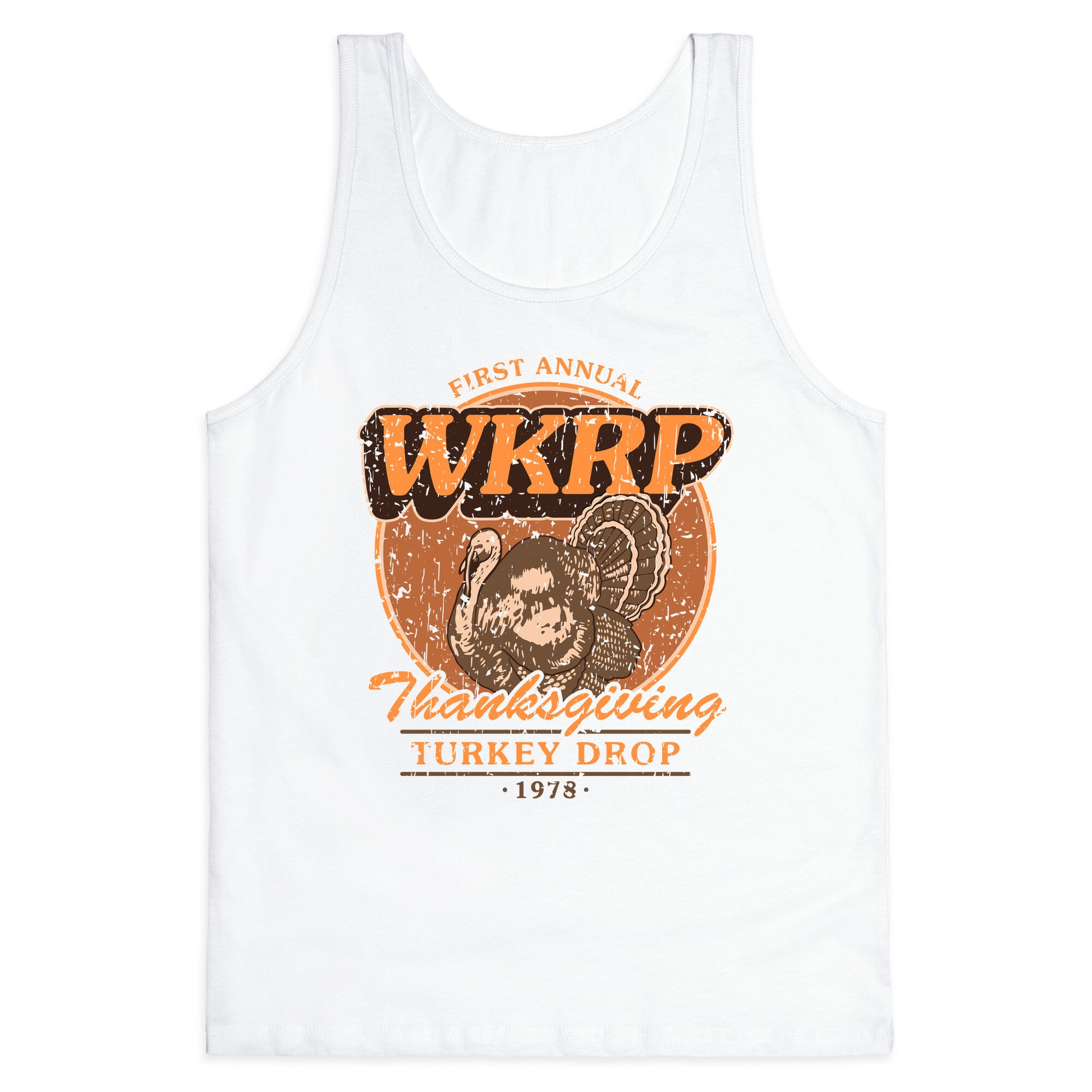 WKRP Turkey Drop Tank Top