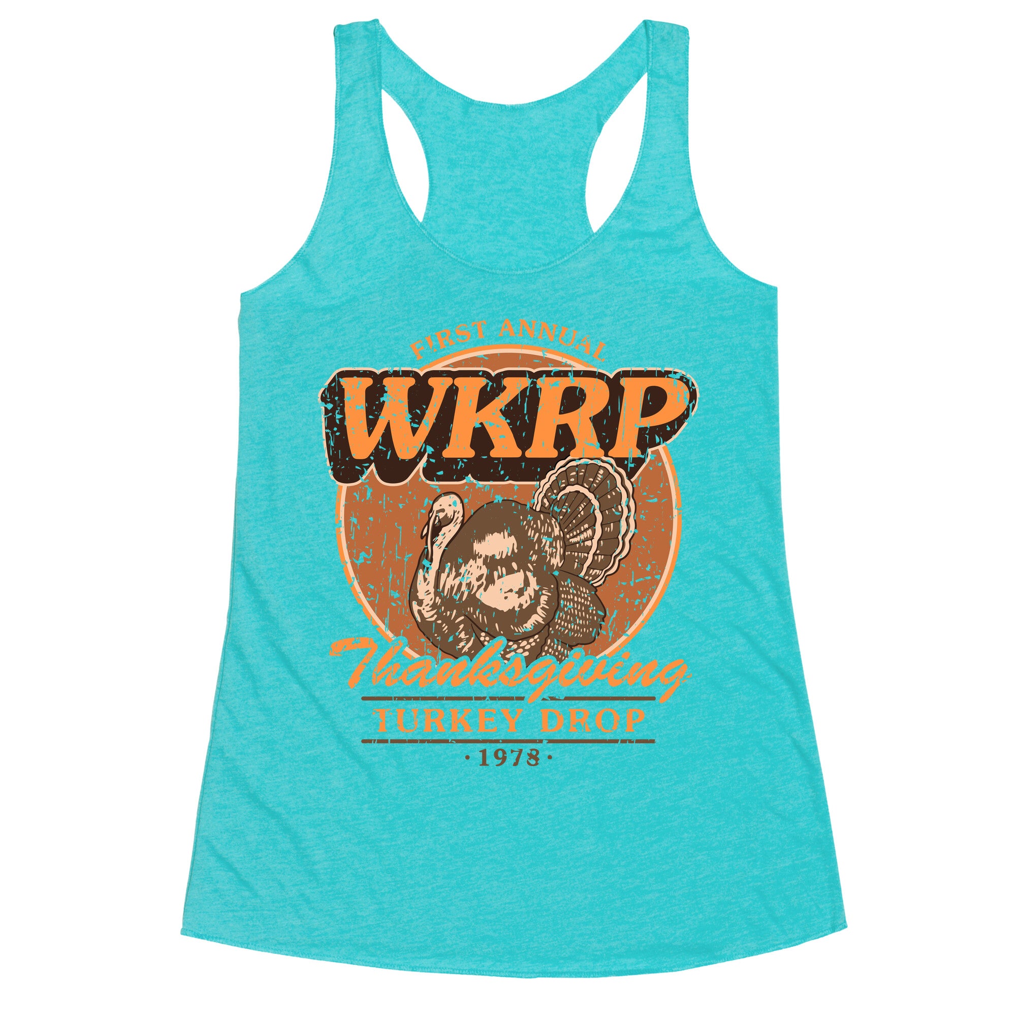 WKRP Turkey Drop Racerback Tank