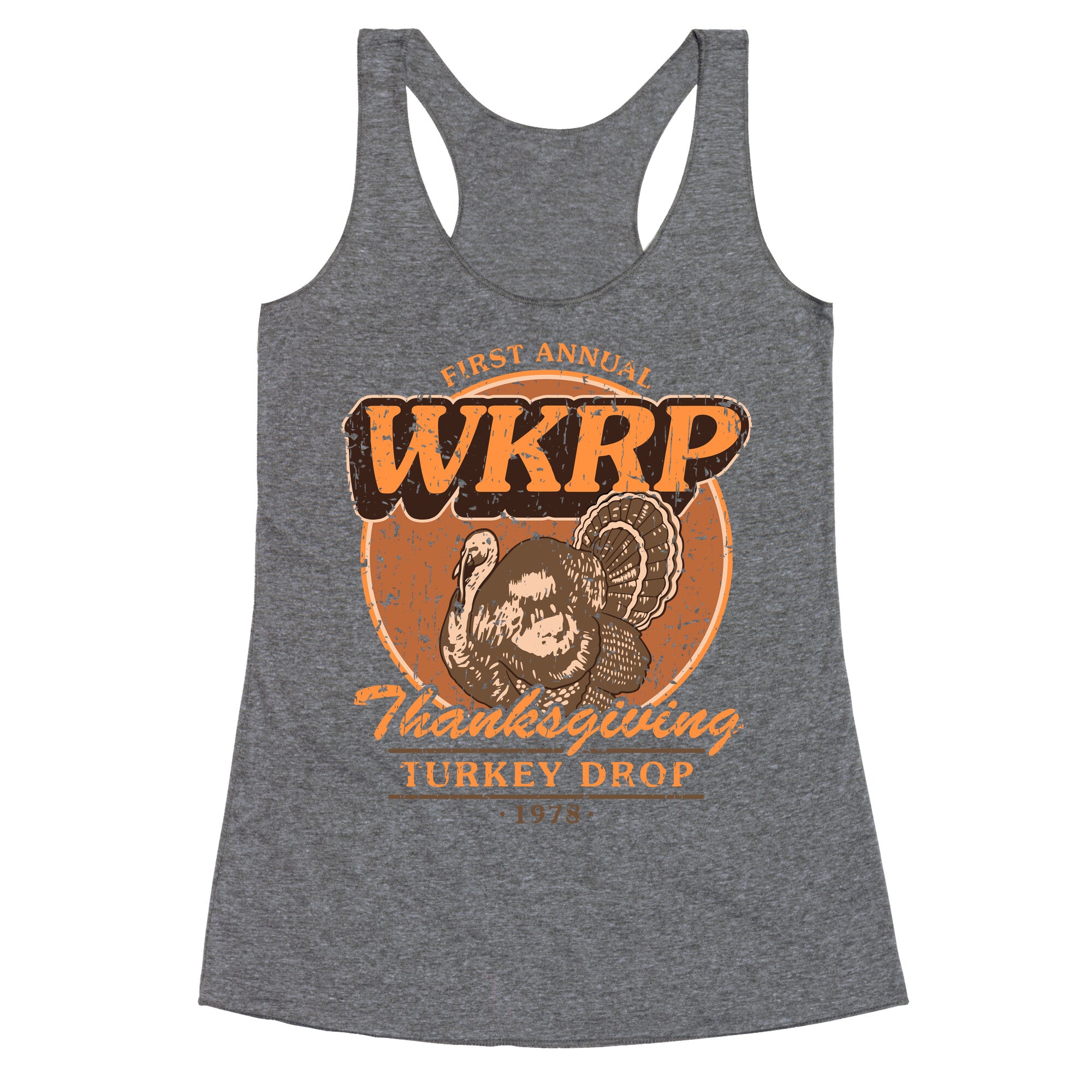 WKRP Turkey Drop Racerback Tank