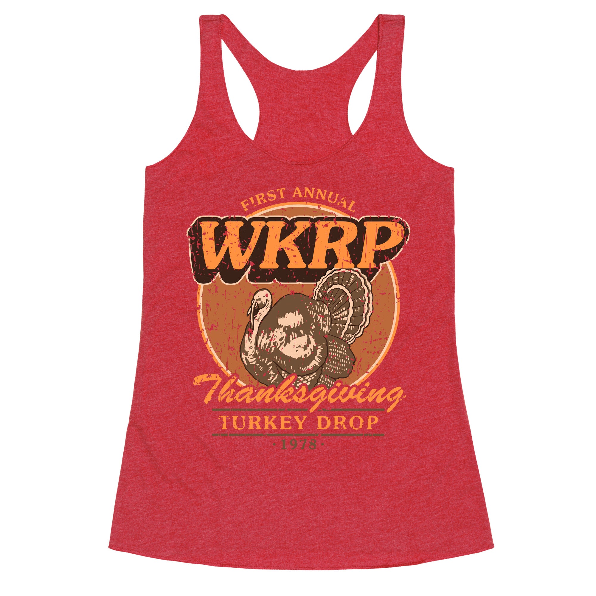 WKRP Turkey Drop Racerback Tank