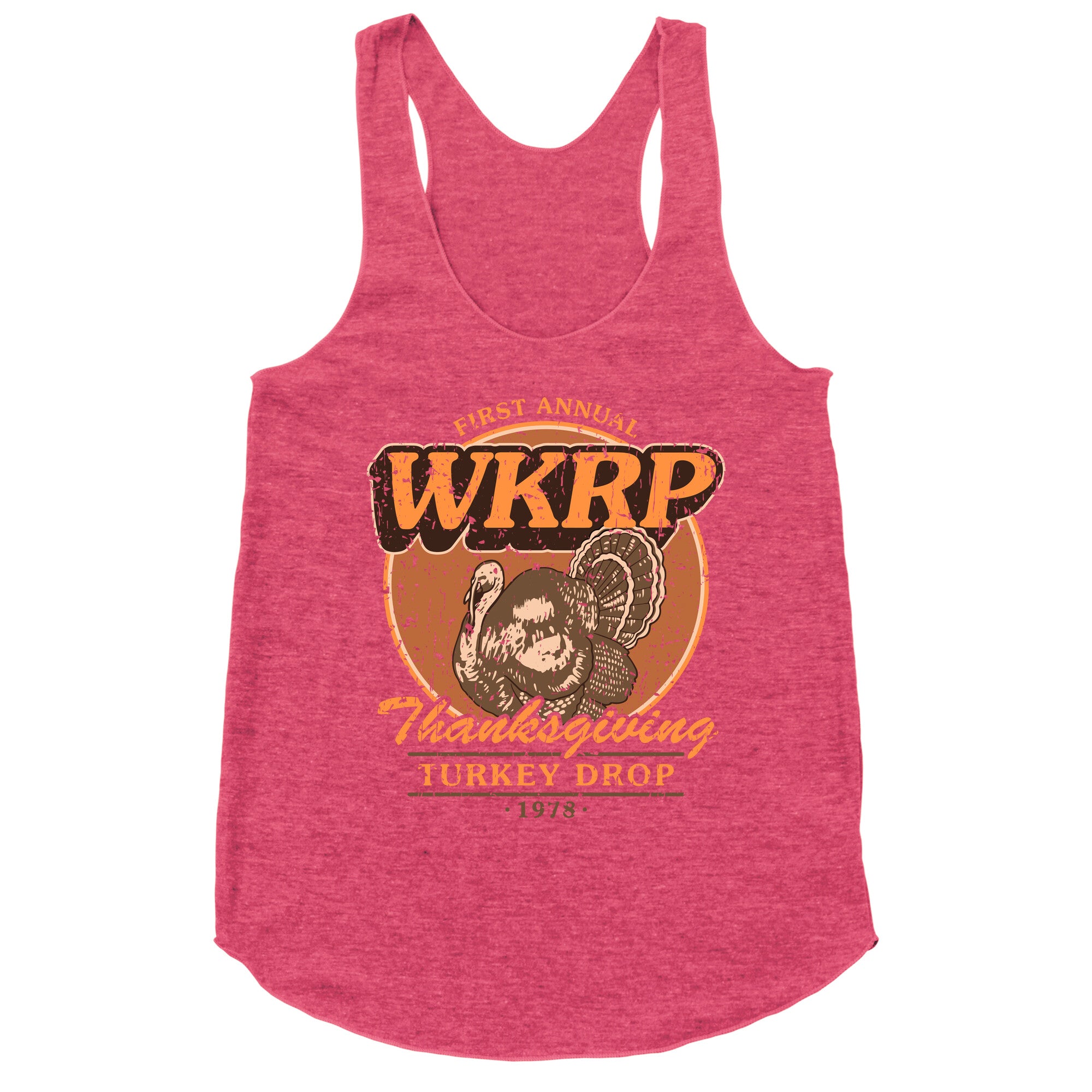 WKRP Turkey Drop Racerback Tank