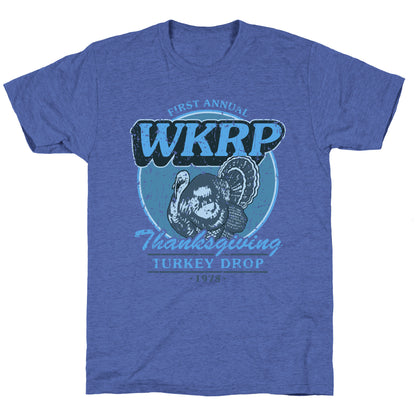 WKRP Turkey Drop Unisex Triblend Tee