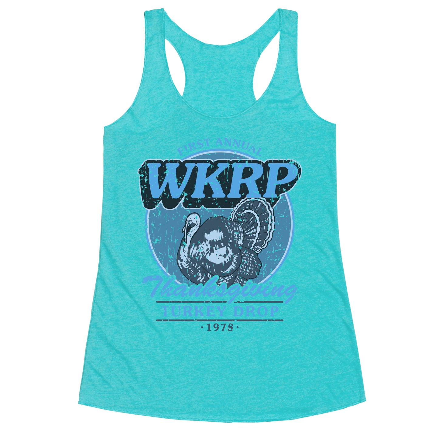 WKRP Turkey Drop Racerback Tank