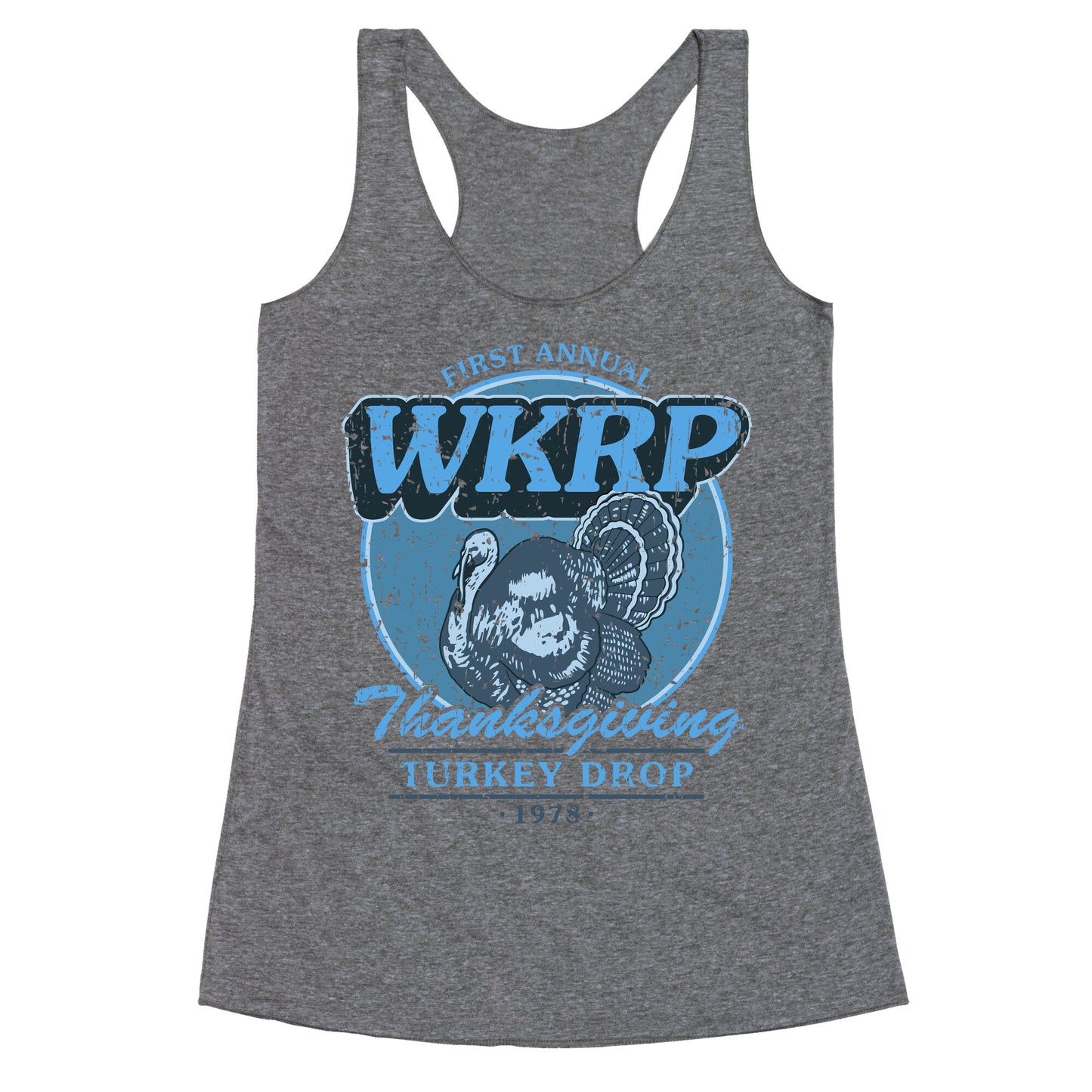 WKRP Turkey Drop Racerback Tank