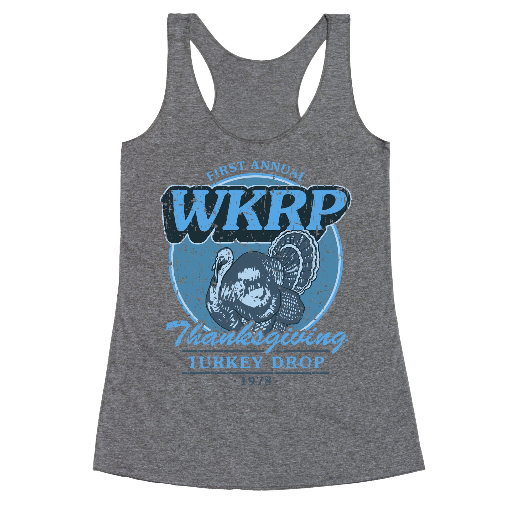 WKRP Turkey Drop Racerback Tank
