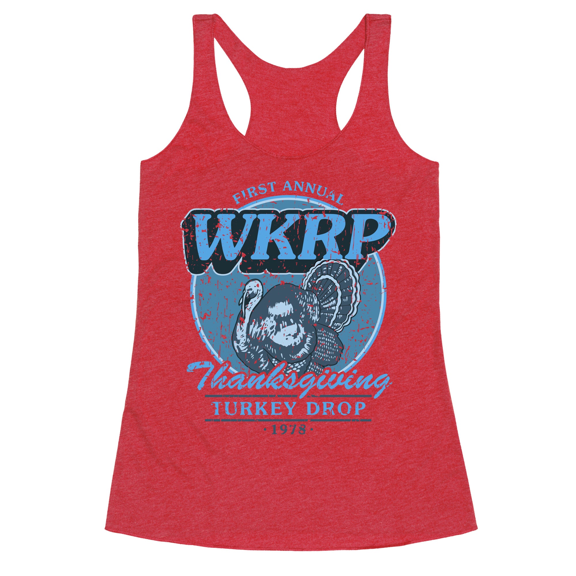 WKRP Turkey Drop Racerback Tank