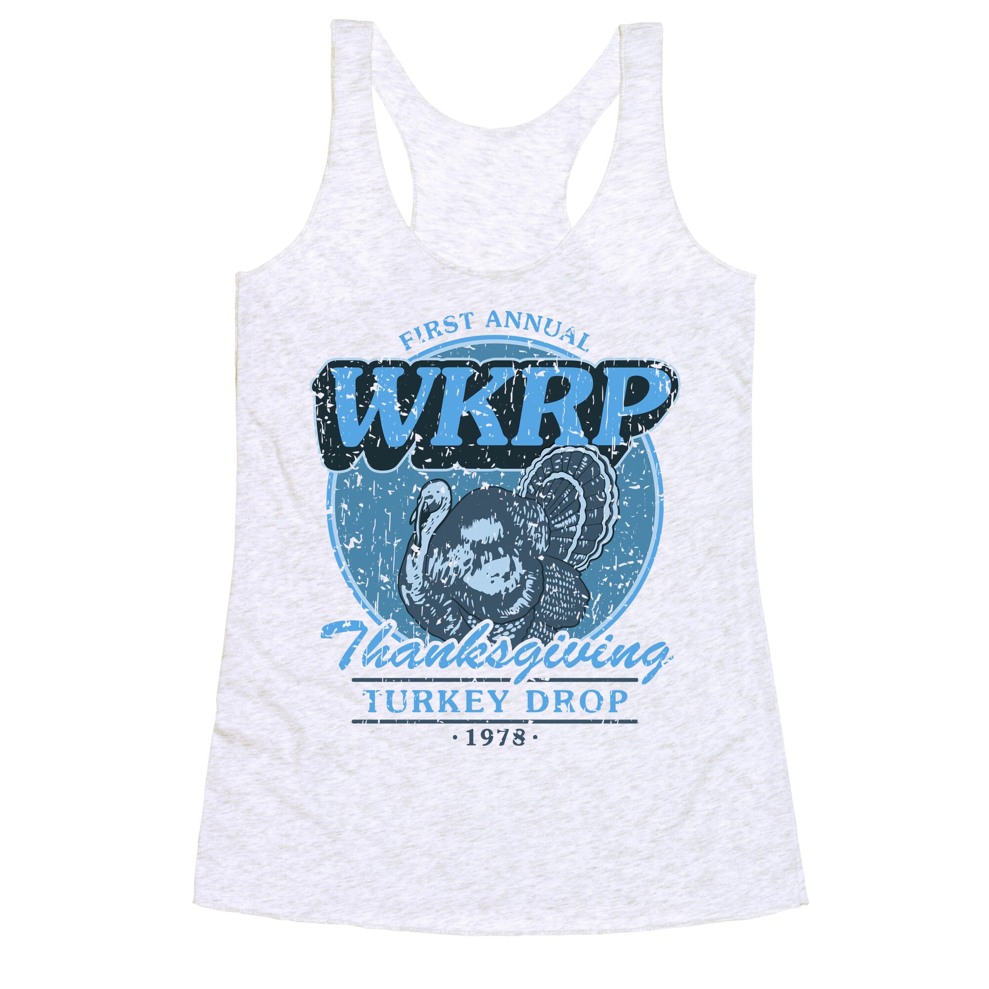 WKRP Turkey Drop Racerback Tank