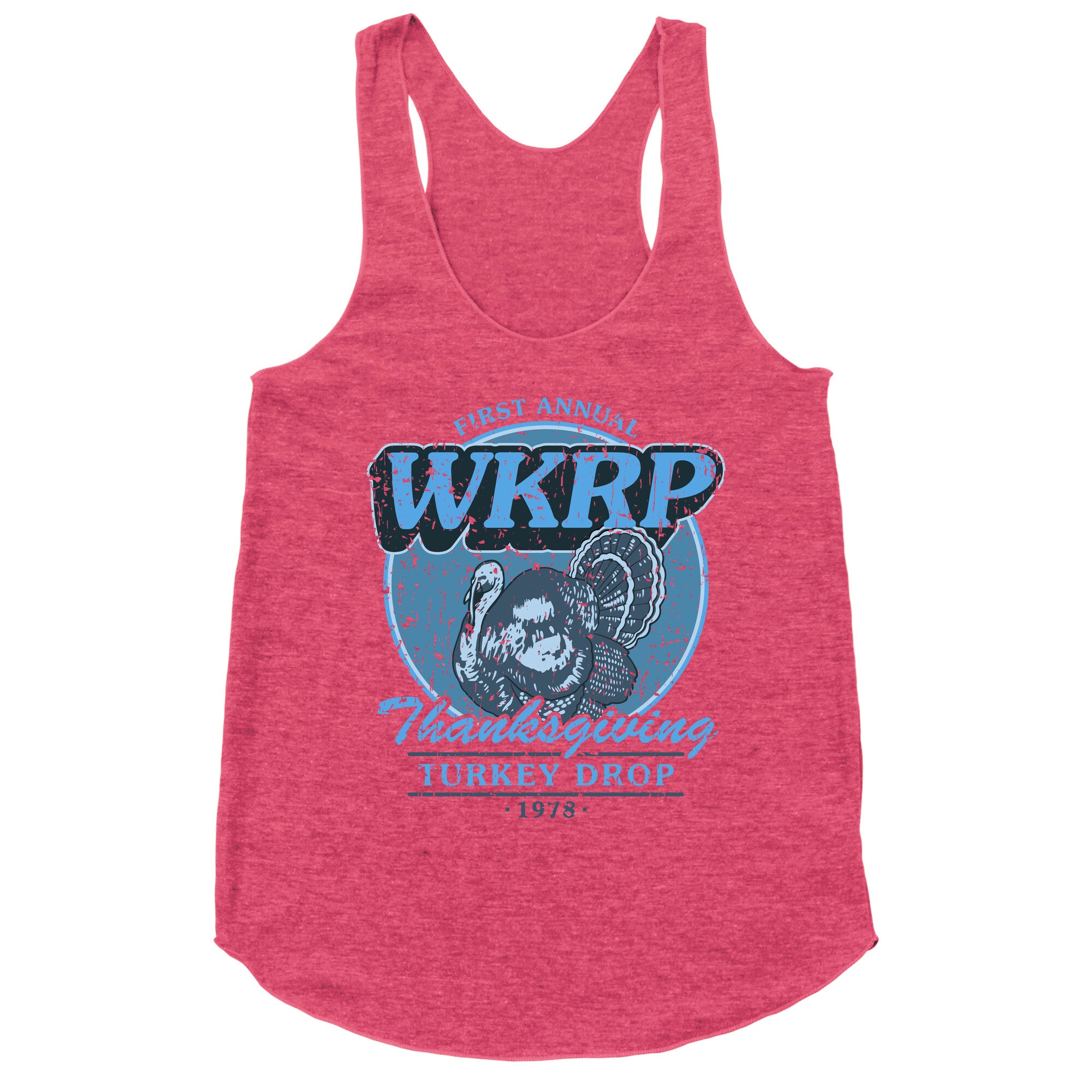 WKRP Turkey Drop Racerback Tank