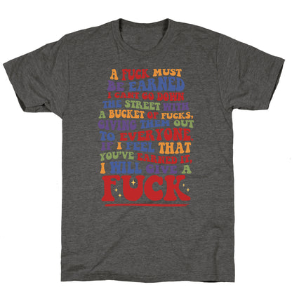 A Fuck Must Be Earned Unisex Triblend Tee