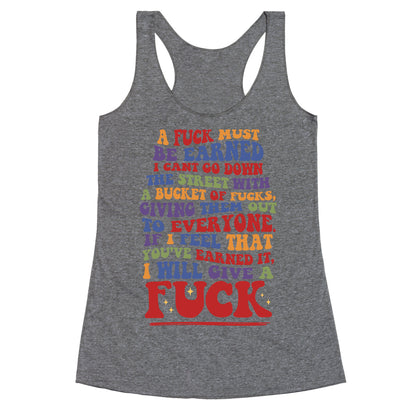 A Fuck Must Be Earned Racerback Tank