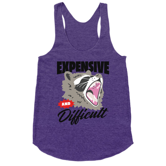 Expensive and Difficult Raccoon Racerback Tank