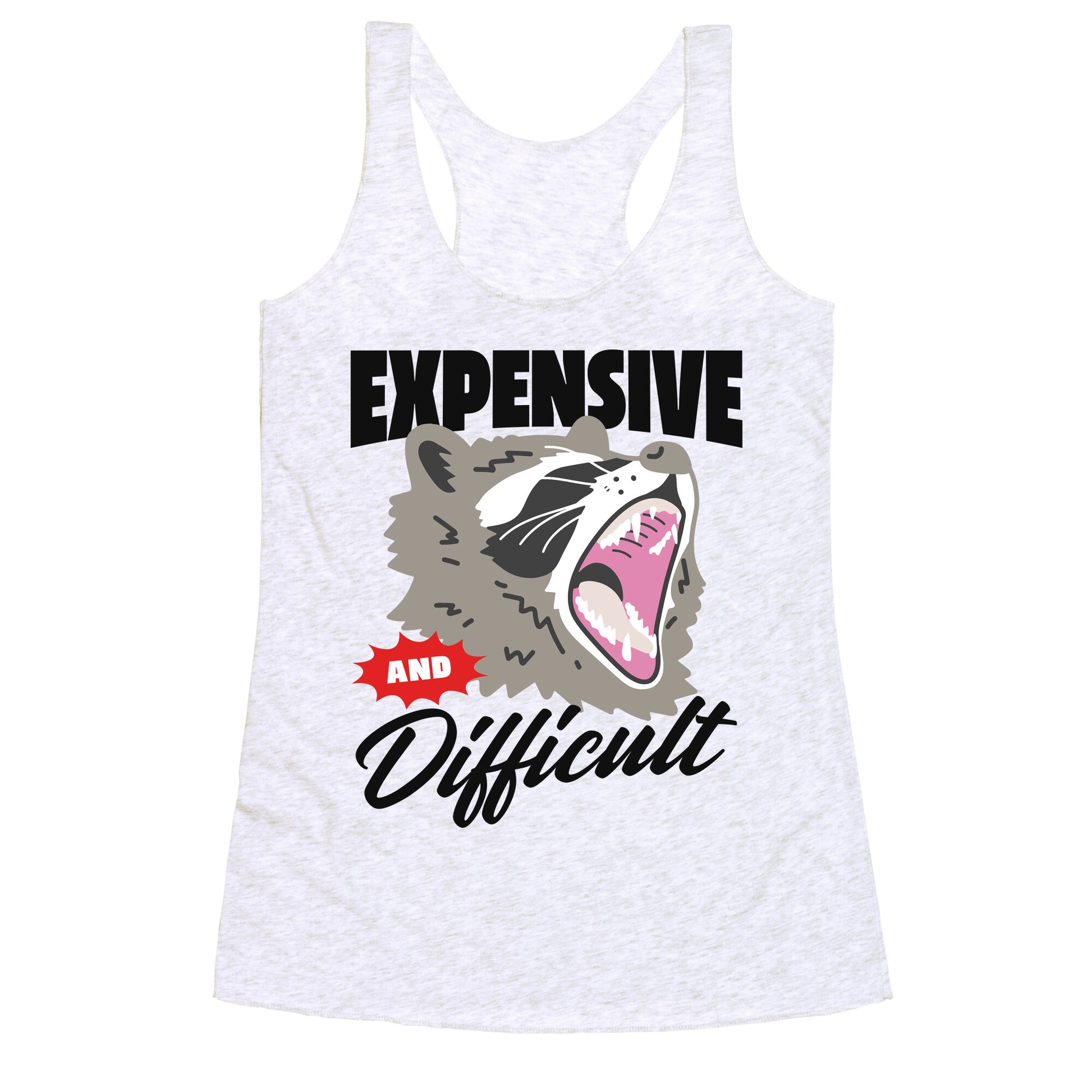 Expensive and Difficult Raccoon Racerback Tank