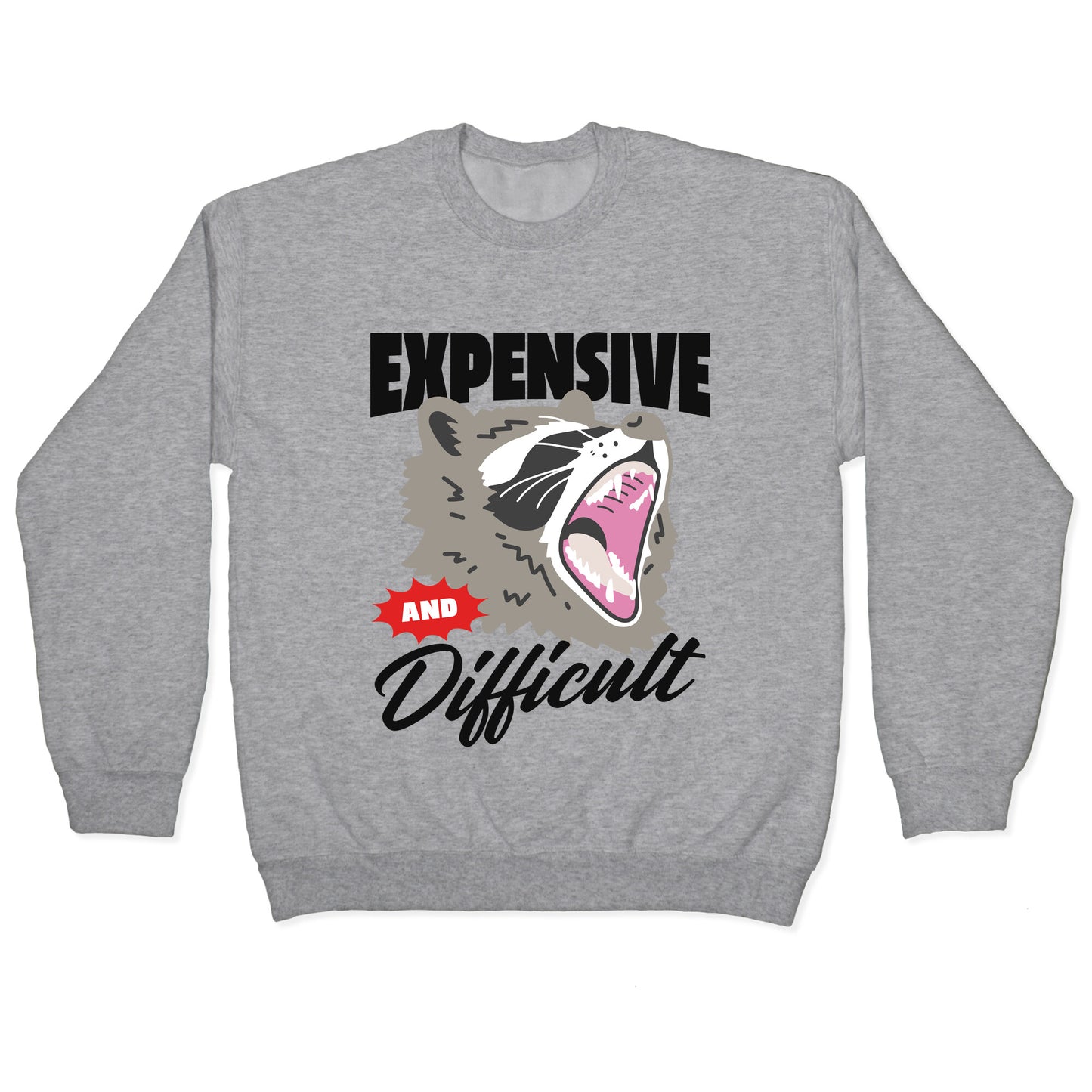 Expensive and Difficult Raccoon Crewneck Sweatshirt