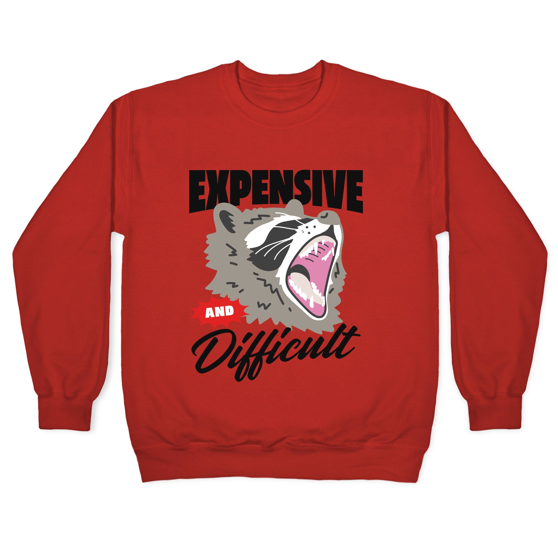 Expensive and Difficult Raccoon Crewneck Sweatshirt