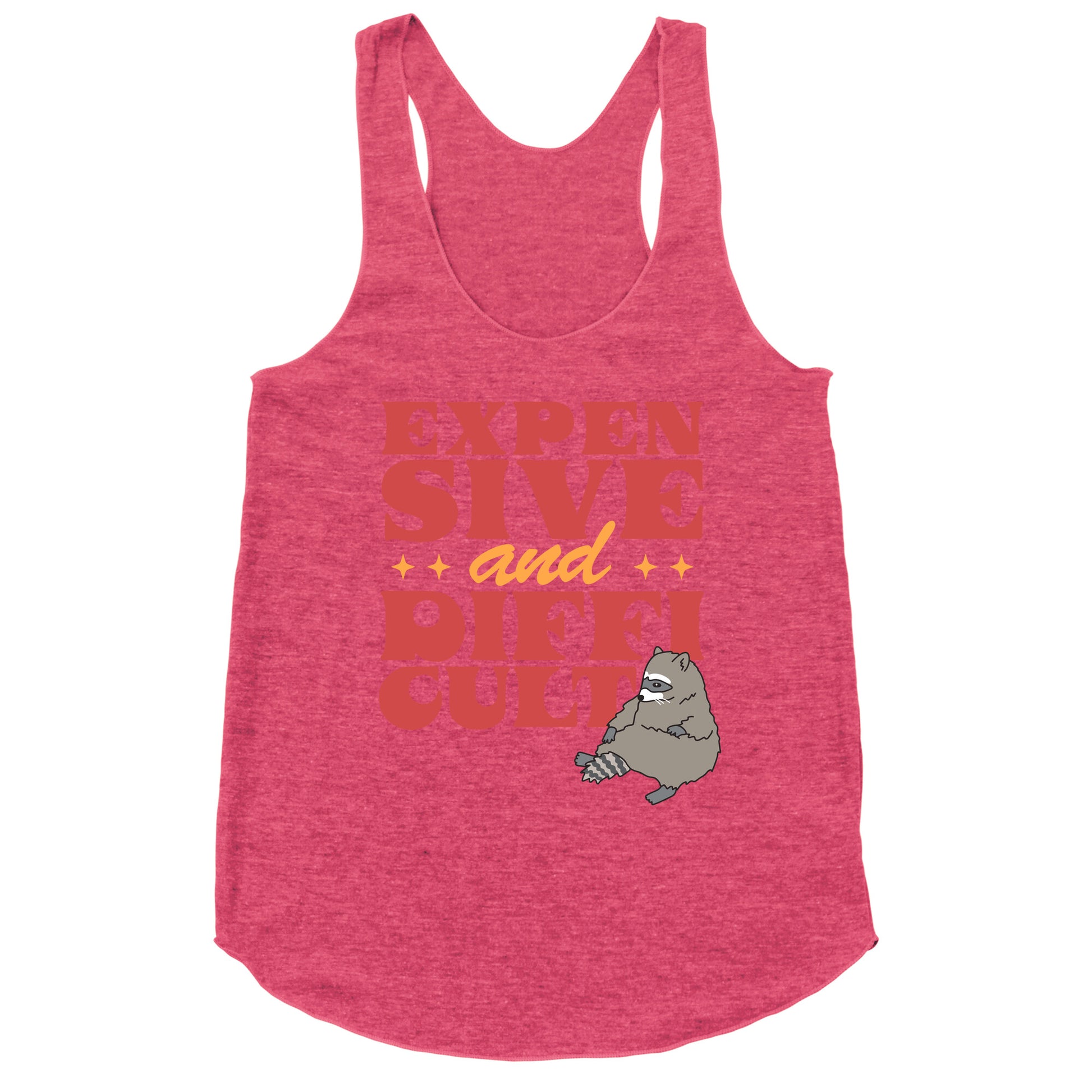 Raccoon Expensive and Difficult Racerback Tank