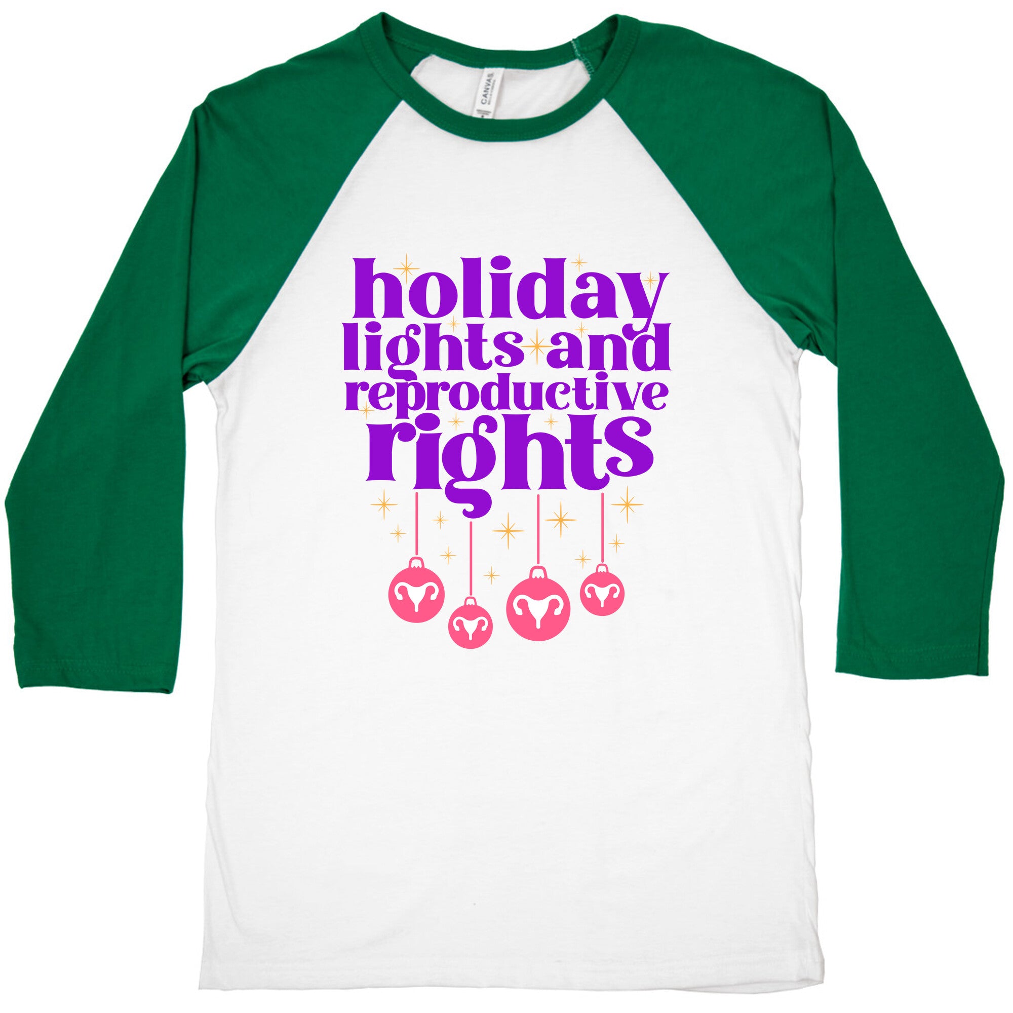 Holiday Lights & Reproductive Rights Baseball Tee