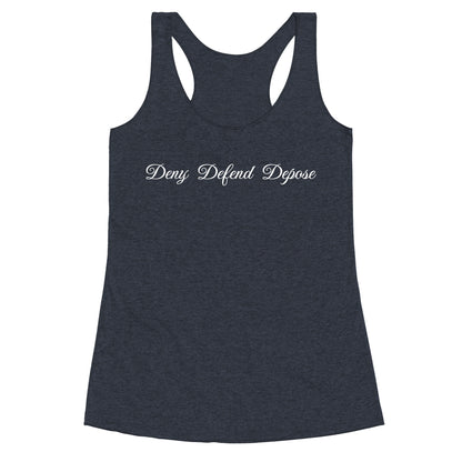 Deny Defend Depose 2 Racerback Tank